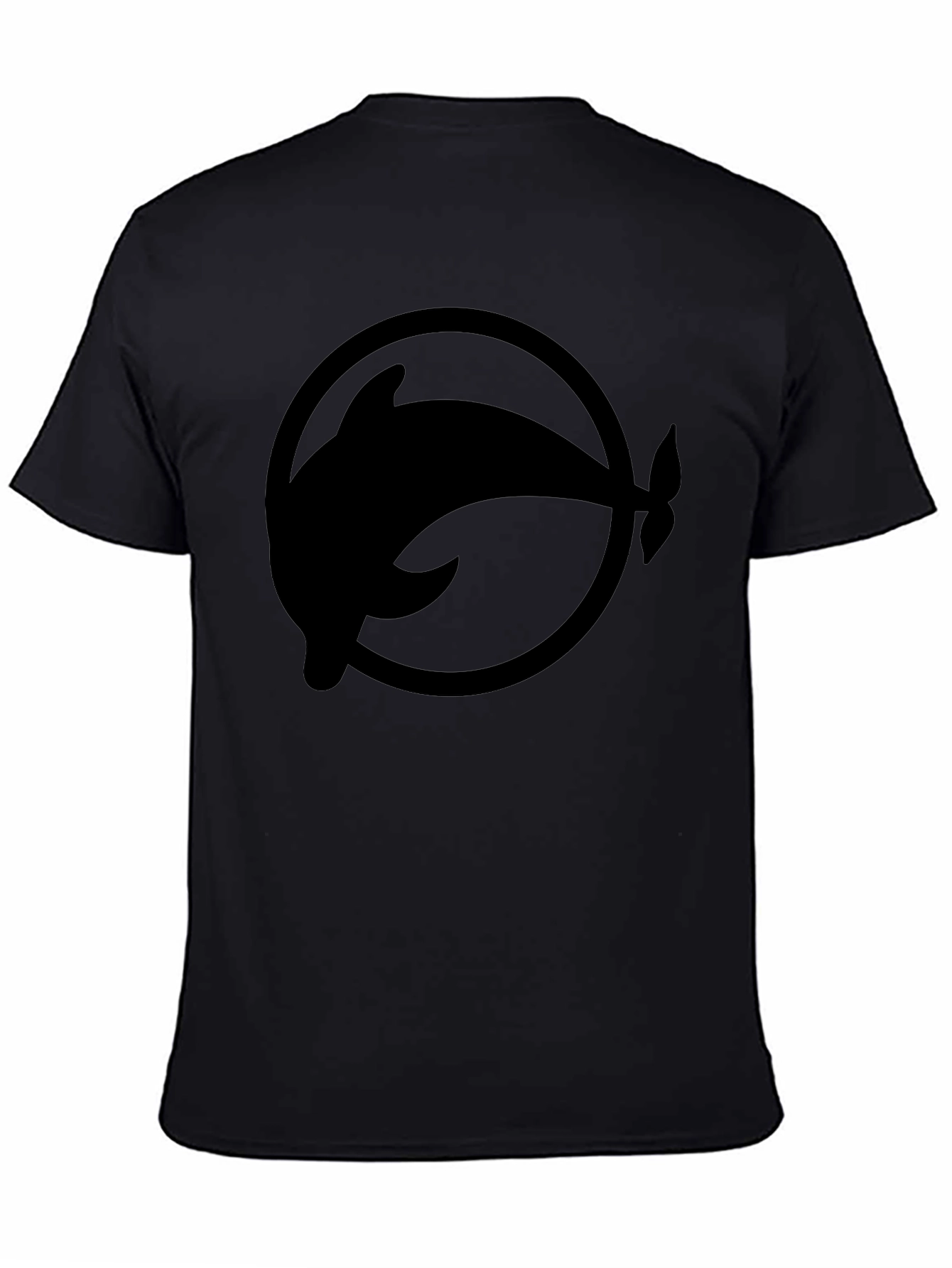 Black Dolphin Circle Graphic Tee - Stylish Casual Wear