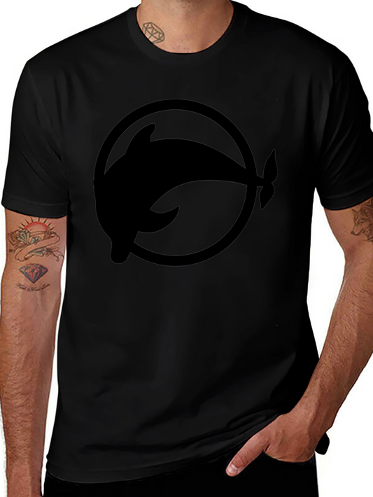 Black Dolphin Circle Graphic Tee - Stylish Casual Wear