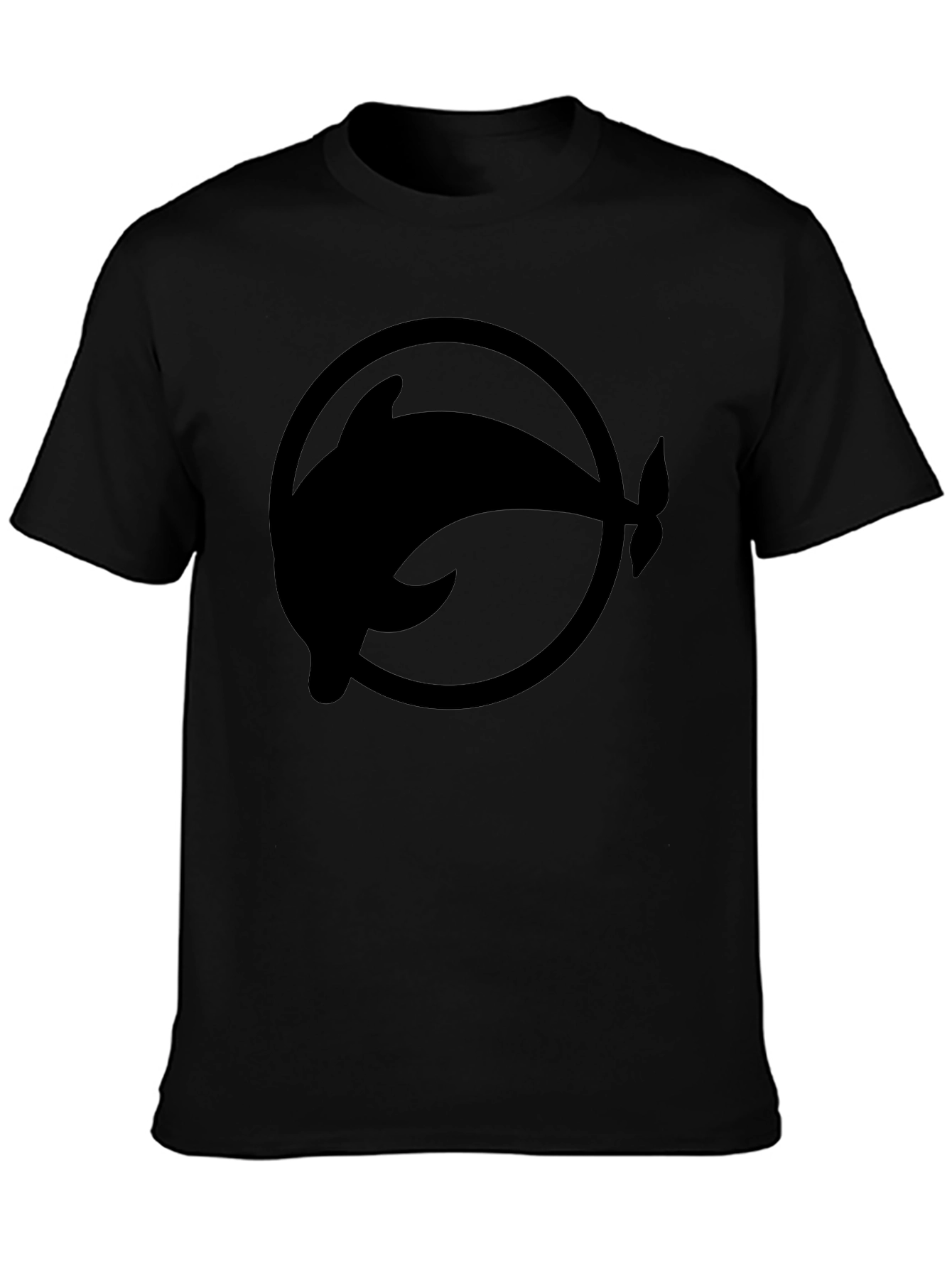 Black Dolphin Circle Graphic Tee - Stylish Casual Wear