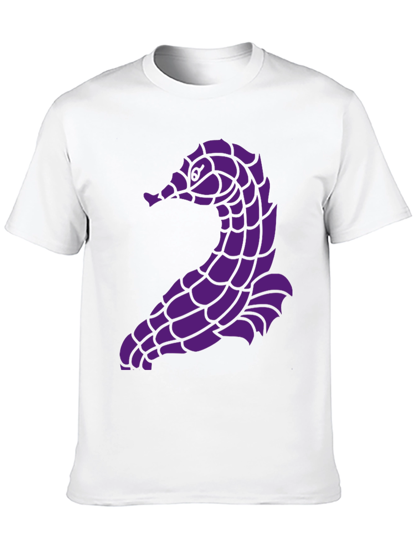 Unique Purple Seahorse Graphic Black T-Shirt