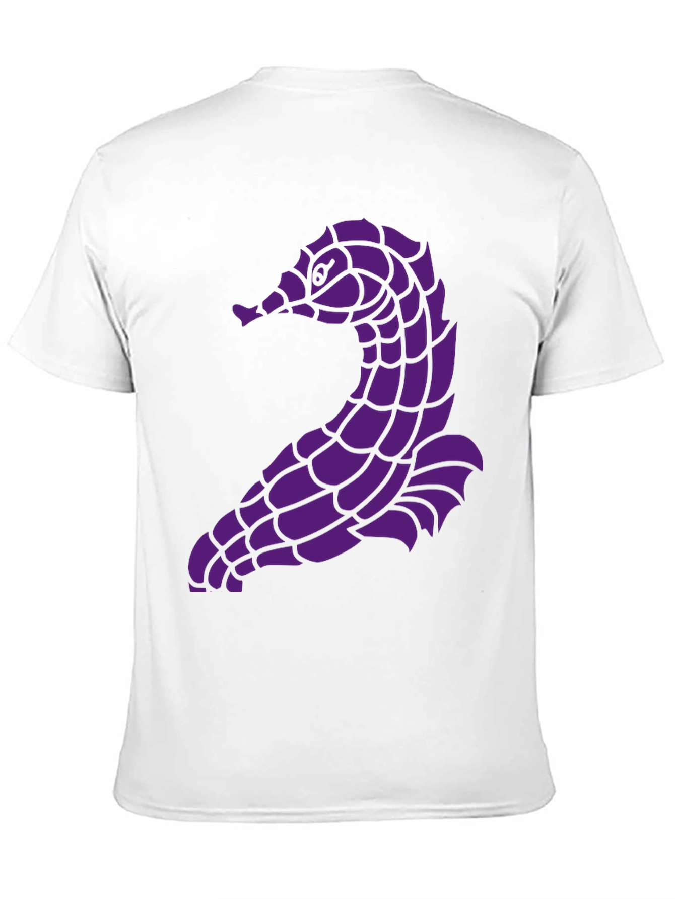 Unique Purple Seahorse Graphic Black T-Shirt