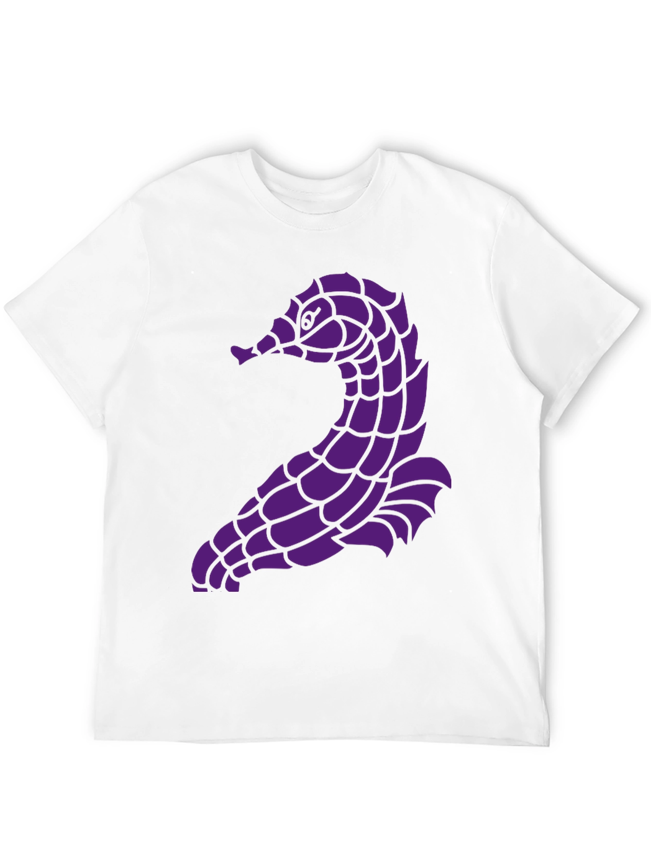 Unique Purple Seahorse Graphic Black T-Shirt