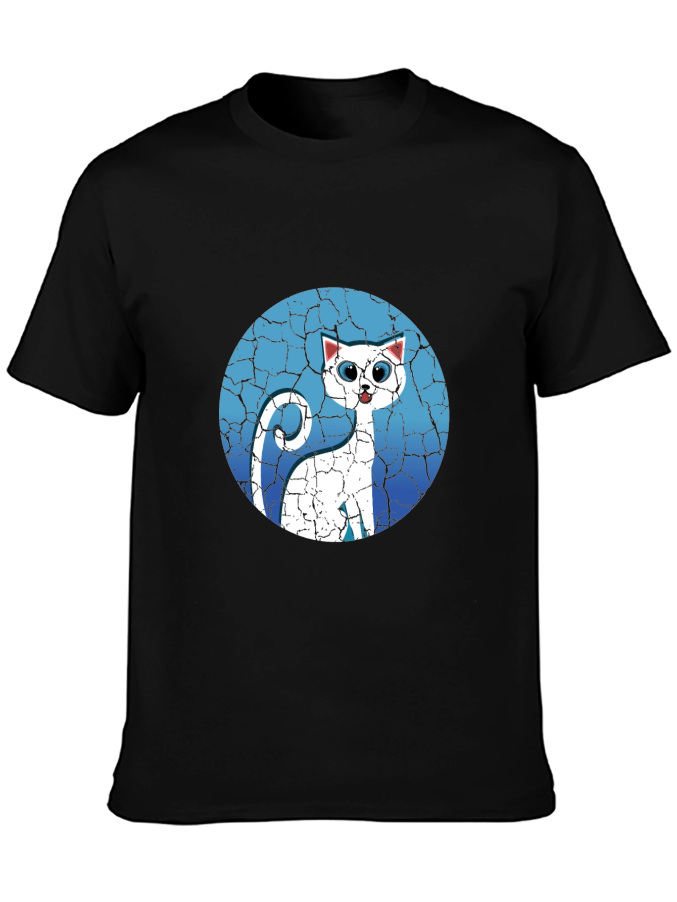 Cat Graphic Tee - Cracked Background