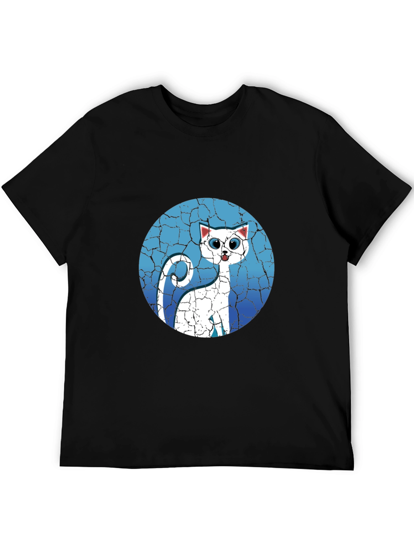 Cat Graphic Tee - Cracked Background