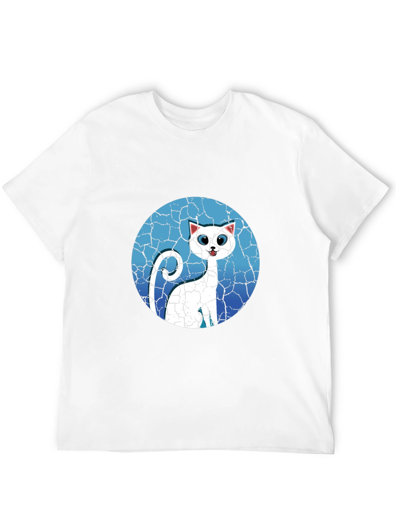 Cat Graphic Tee - Cracked Background