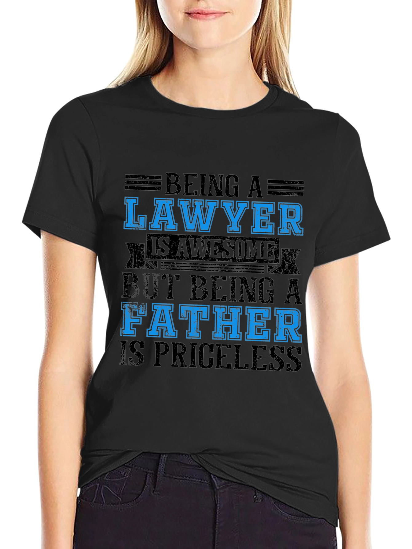 Lawyer Father Black T-Shirt - Priceless