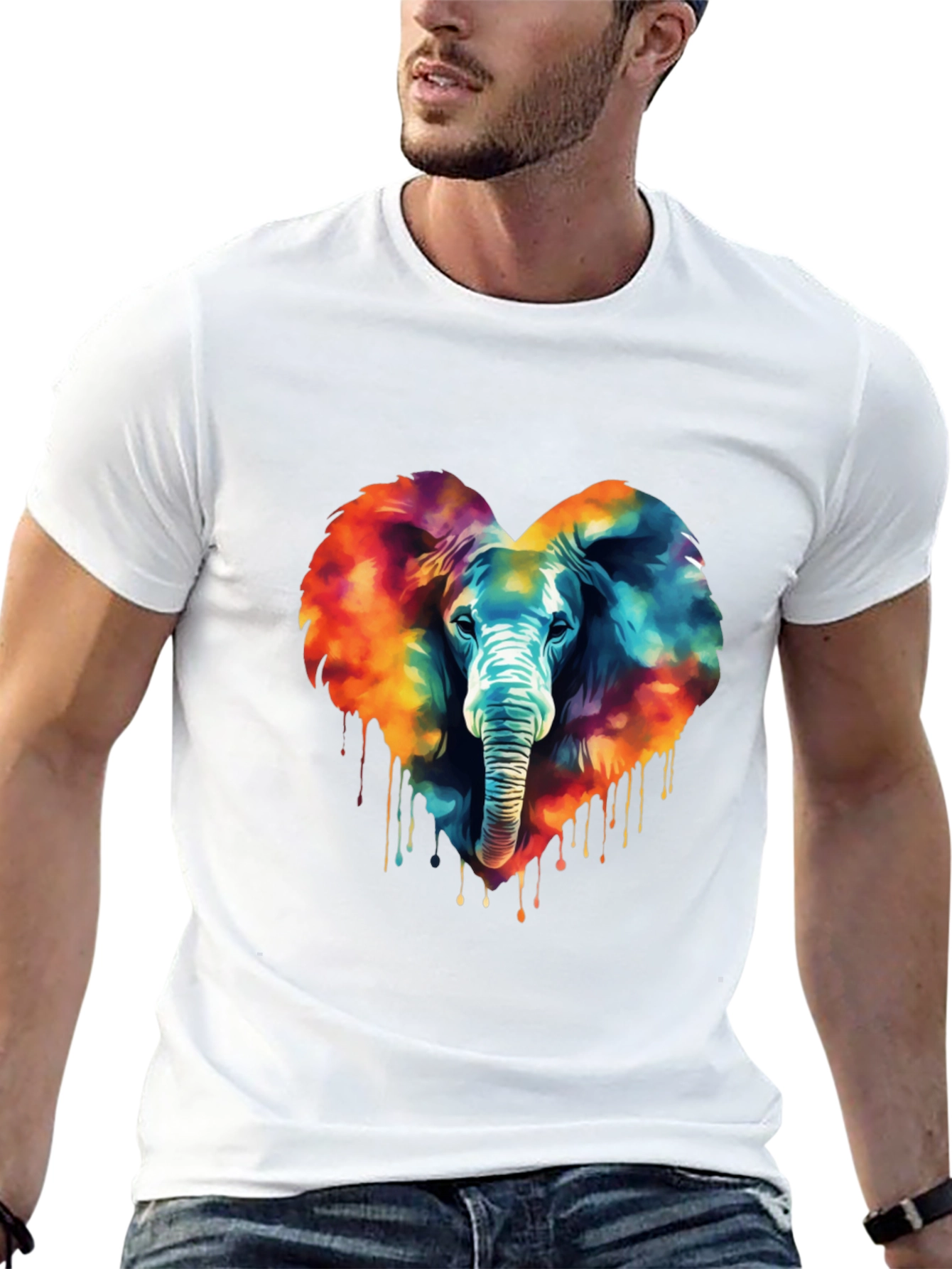 Vibrant Elephant Heart Graphic Tee - Black