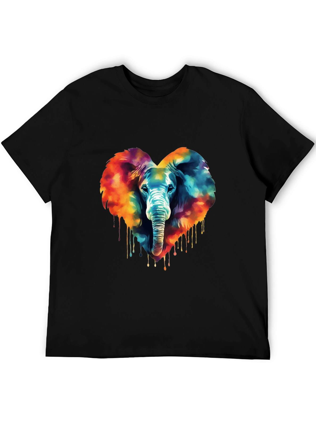 Vibrant Elephant Heart Graphic Tee - Black