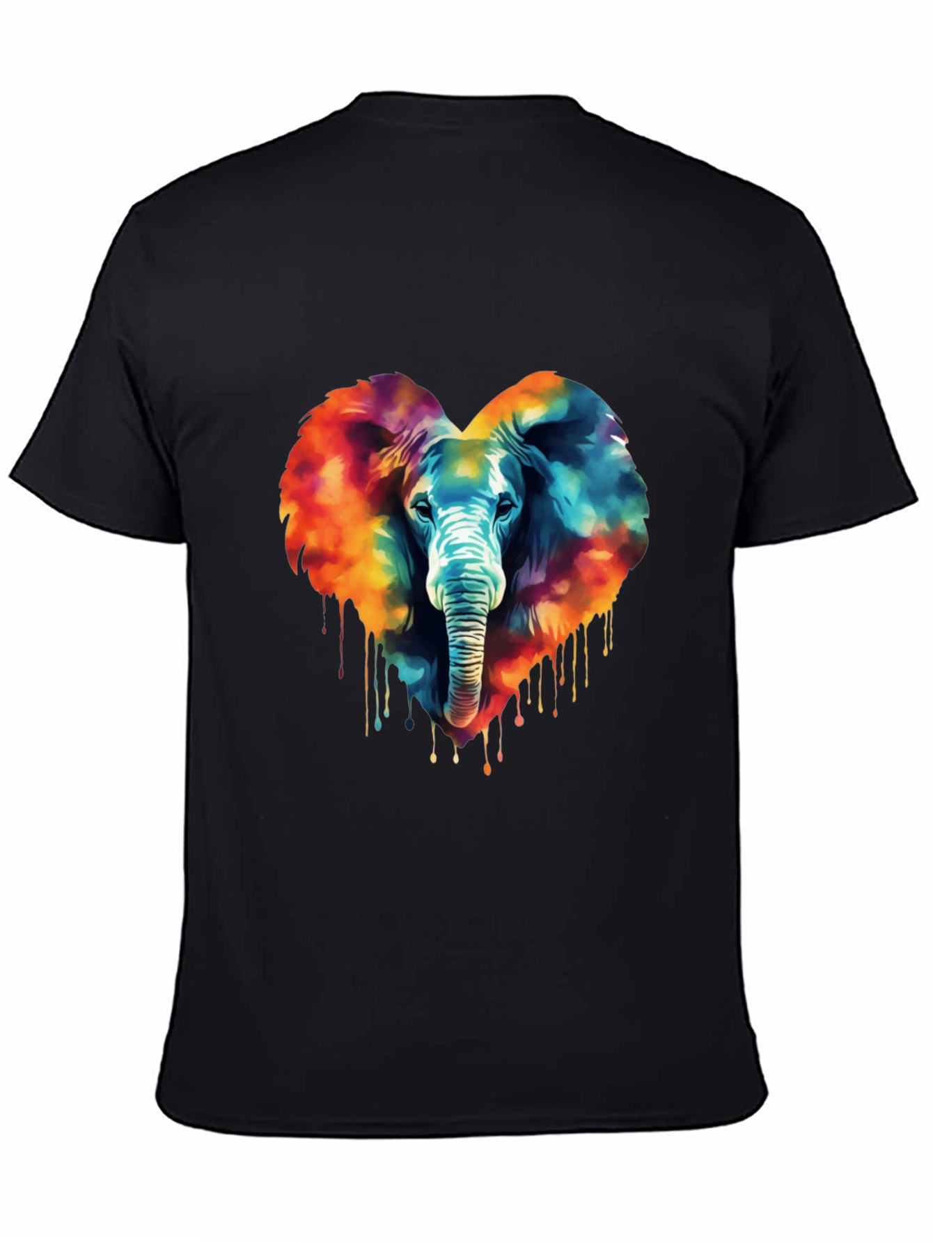 Vibrant Elephant Heart Graphic Tee - Black