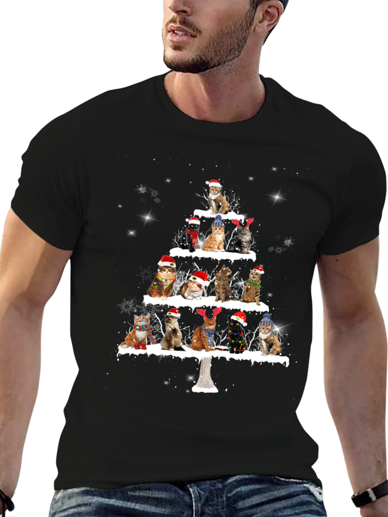 Christmas Cat Tree Graphic Tee
