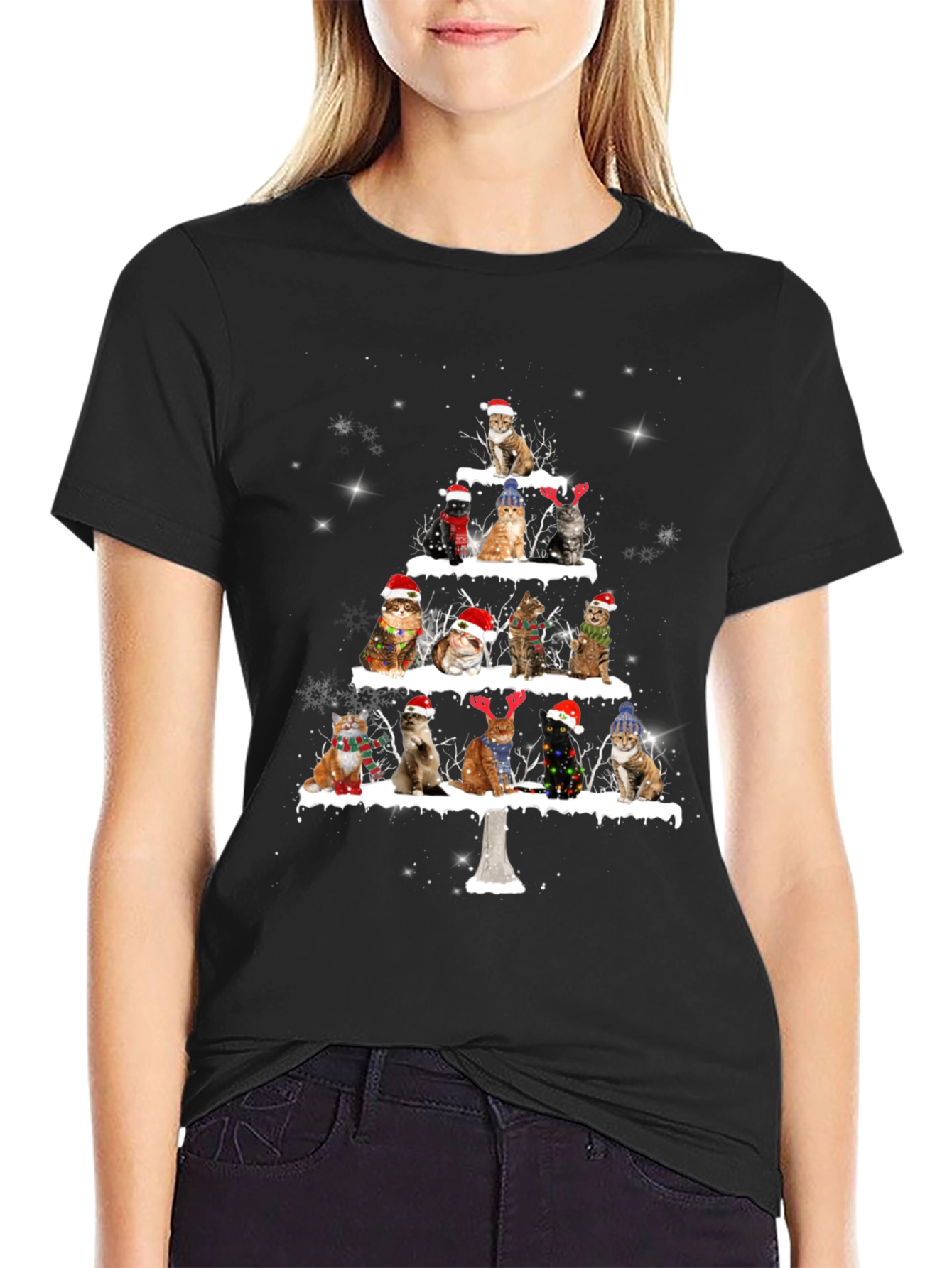 Christmas Cat Tree Graphic Tee
