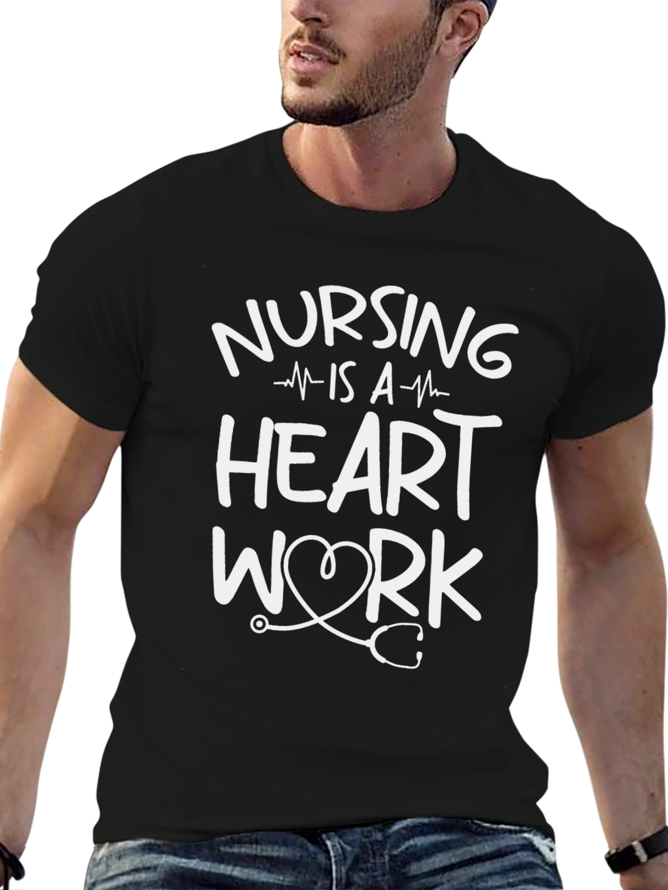 Nursing is a Heart Work Black T-Shirt