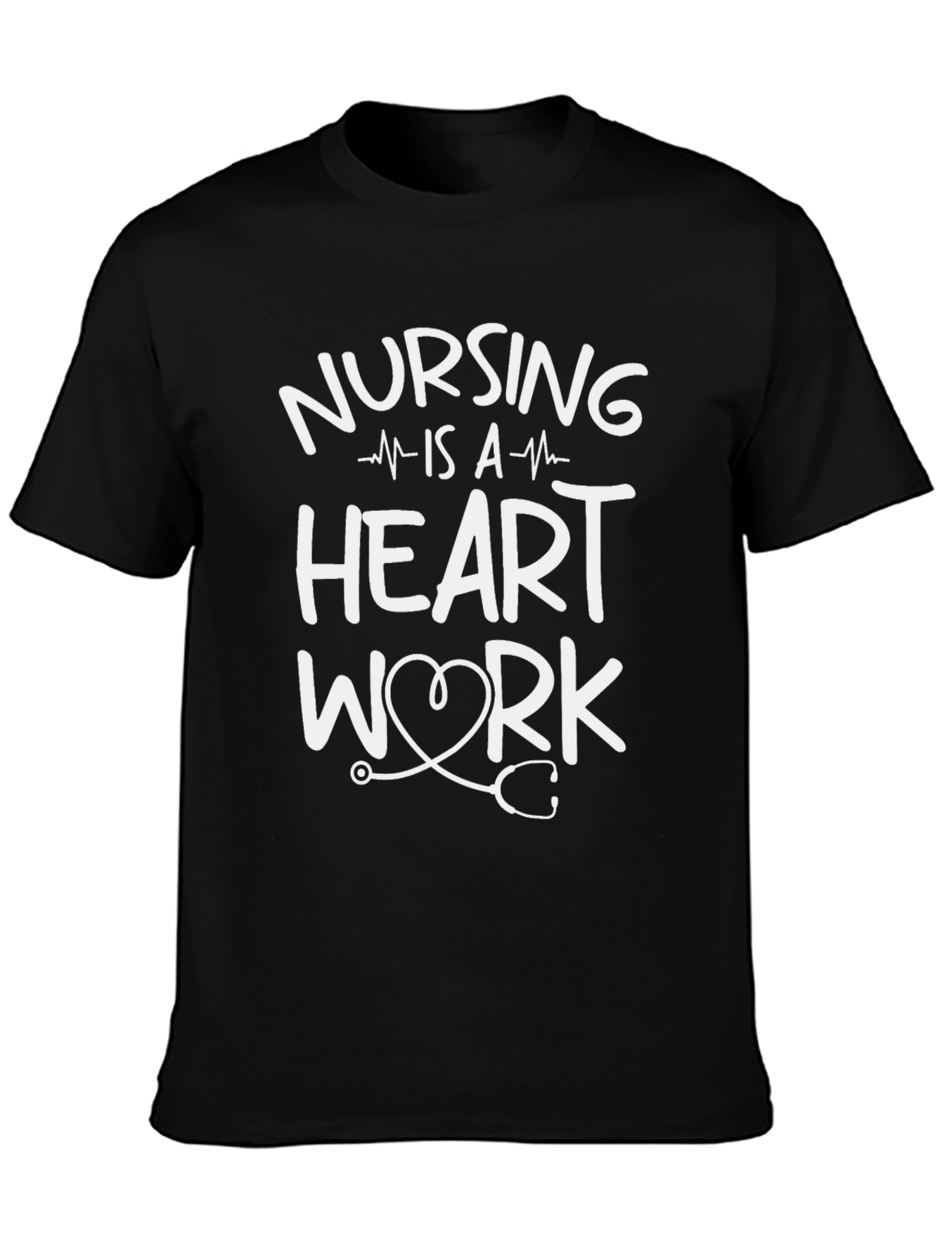 Nursing is a Heart Work Black T-Shirt