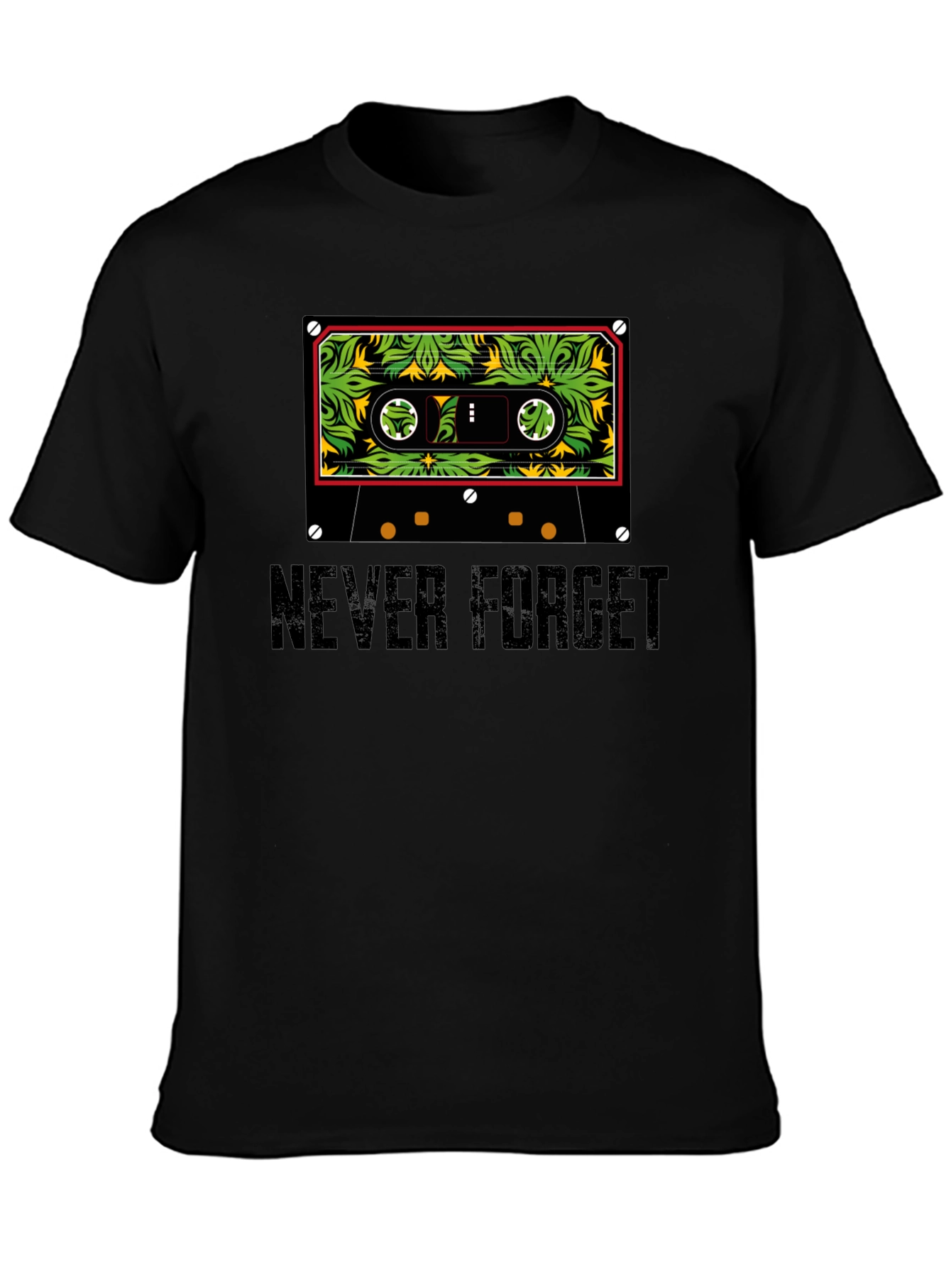 Never Forget Cassette Tape Graphic Tee - Black