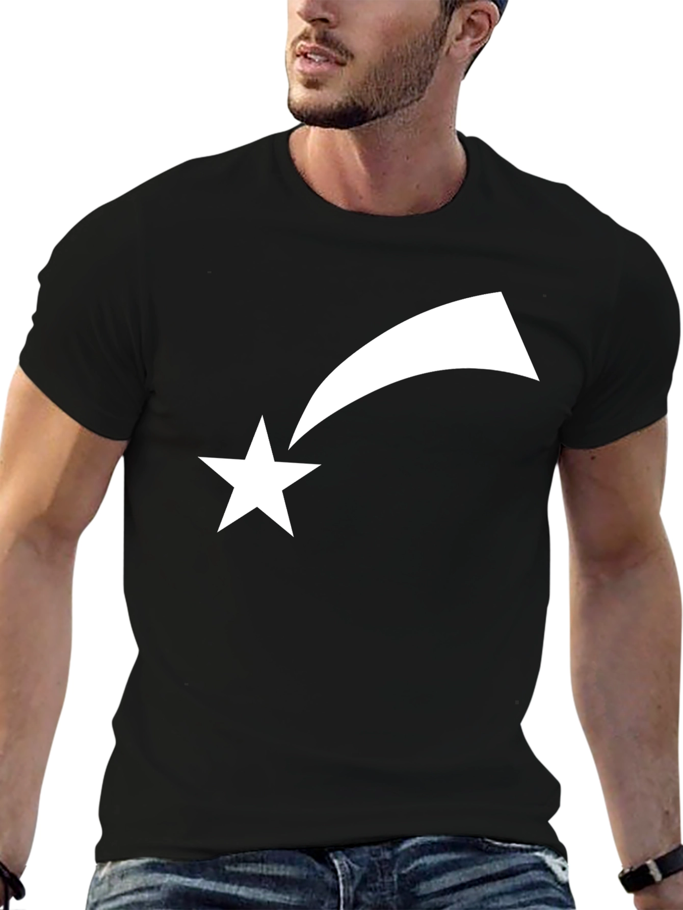 Shooting Star Graphic Tee - Black Cotton