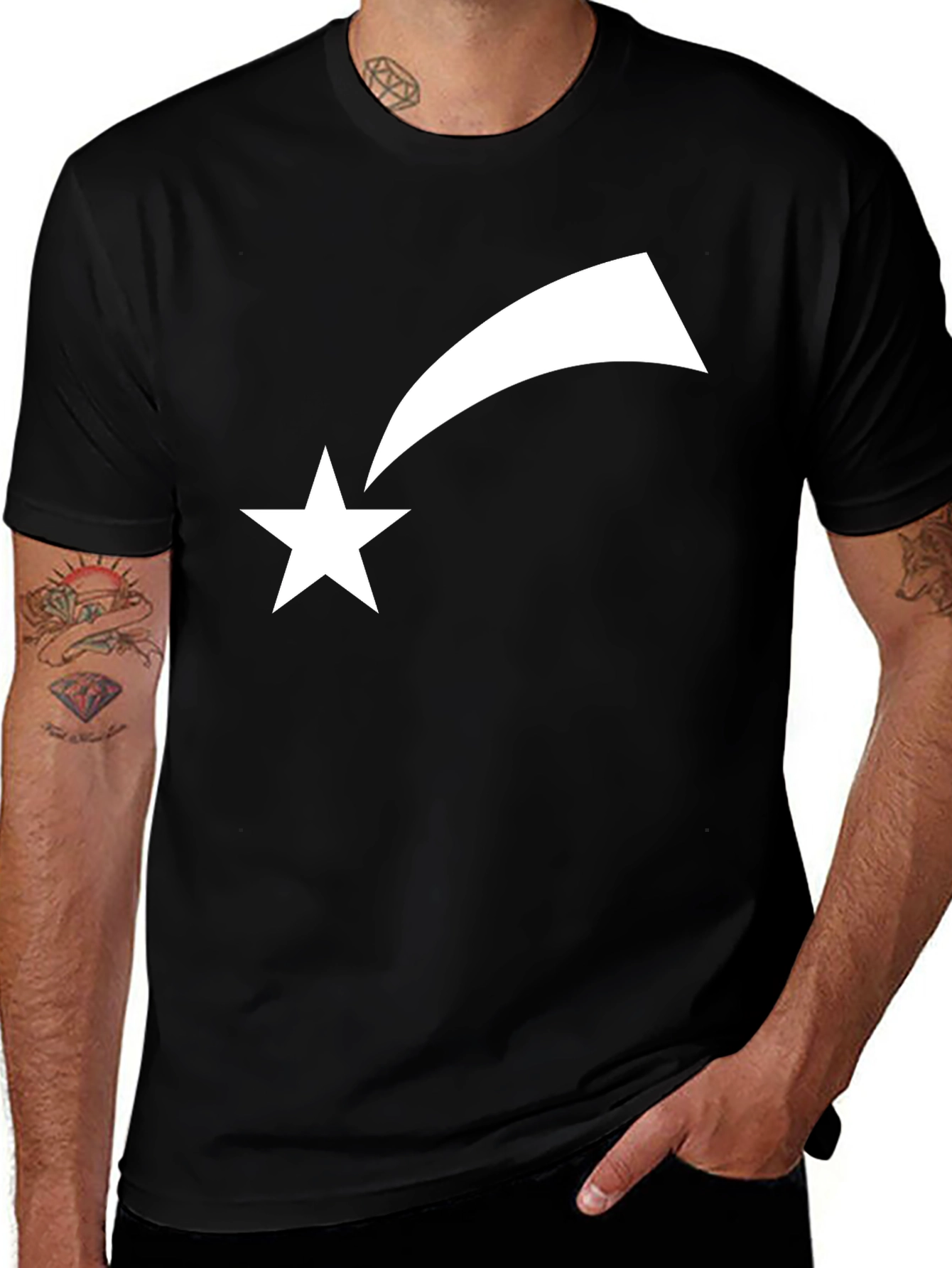 Shooting Star Graphic Tee - Black Cotton