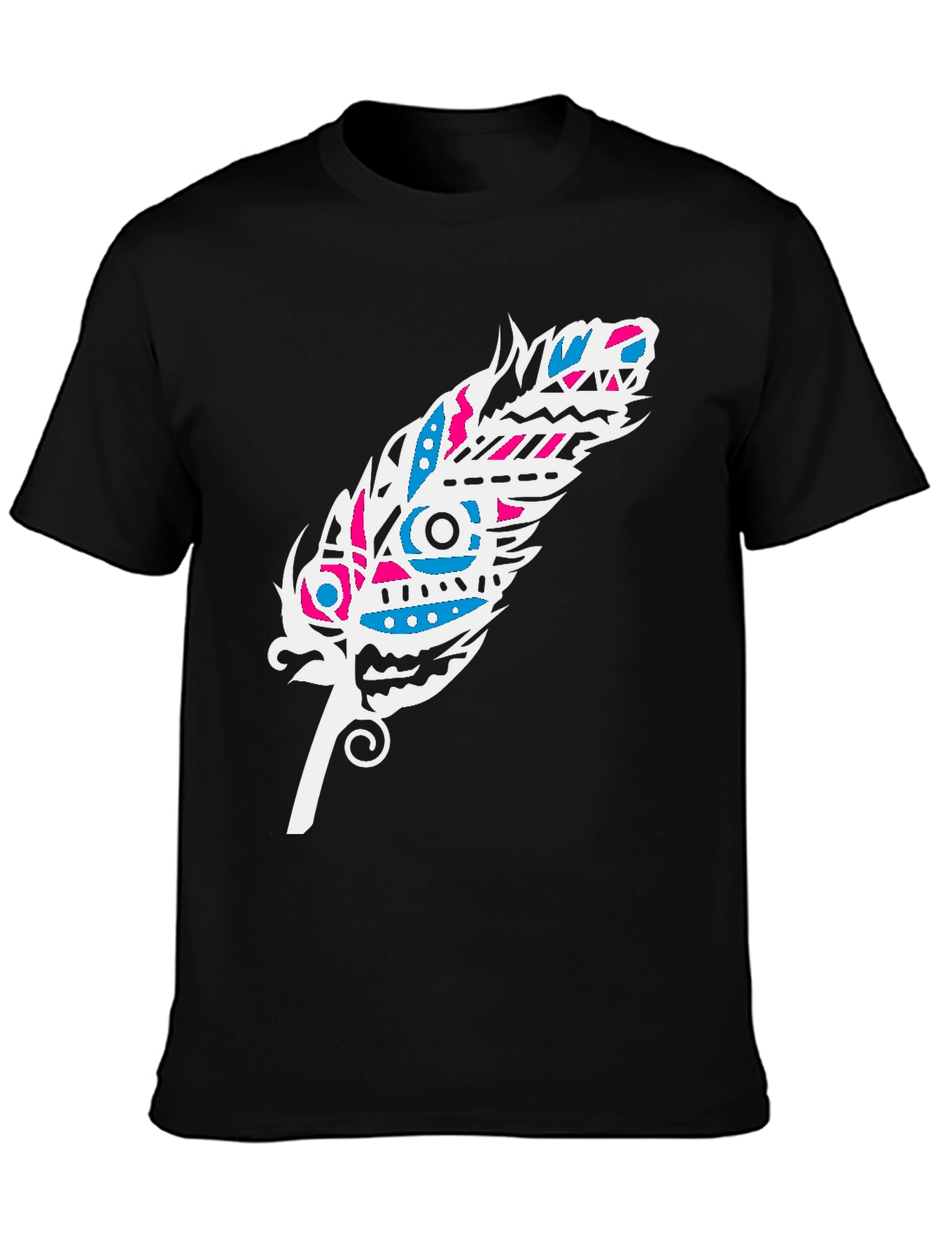 Tribal Feather Graphic Tee - Black