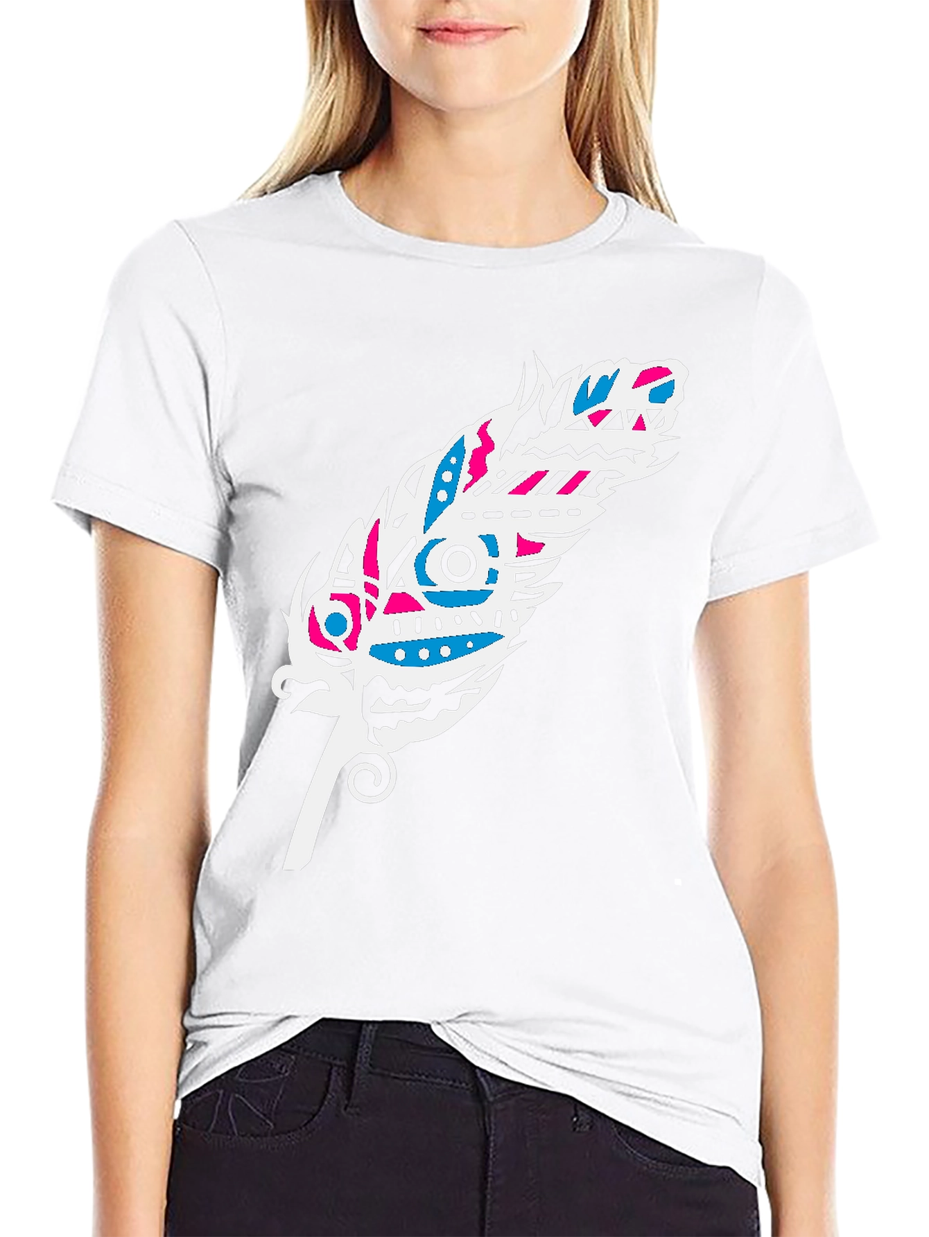 Tribal Feather Graphic Tee - Black