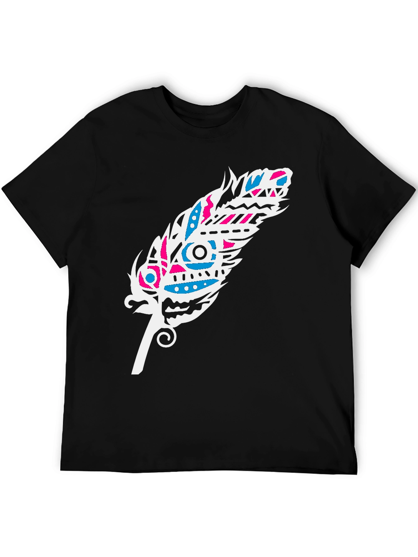 Tribal Feather Graphic Tee - Black