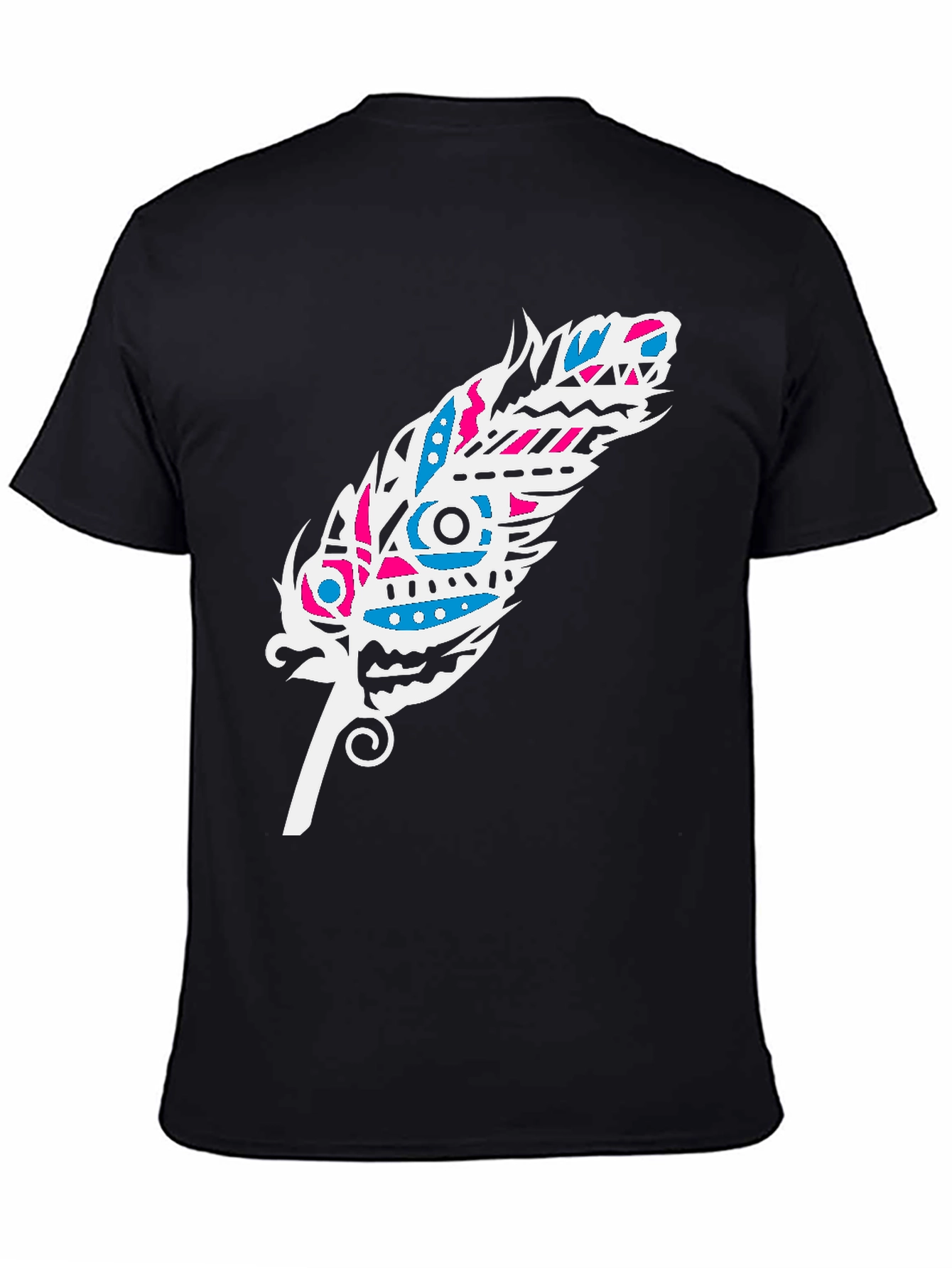 Tribal Feather Graphic Tee - Black
