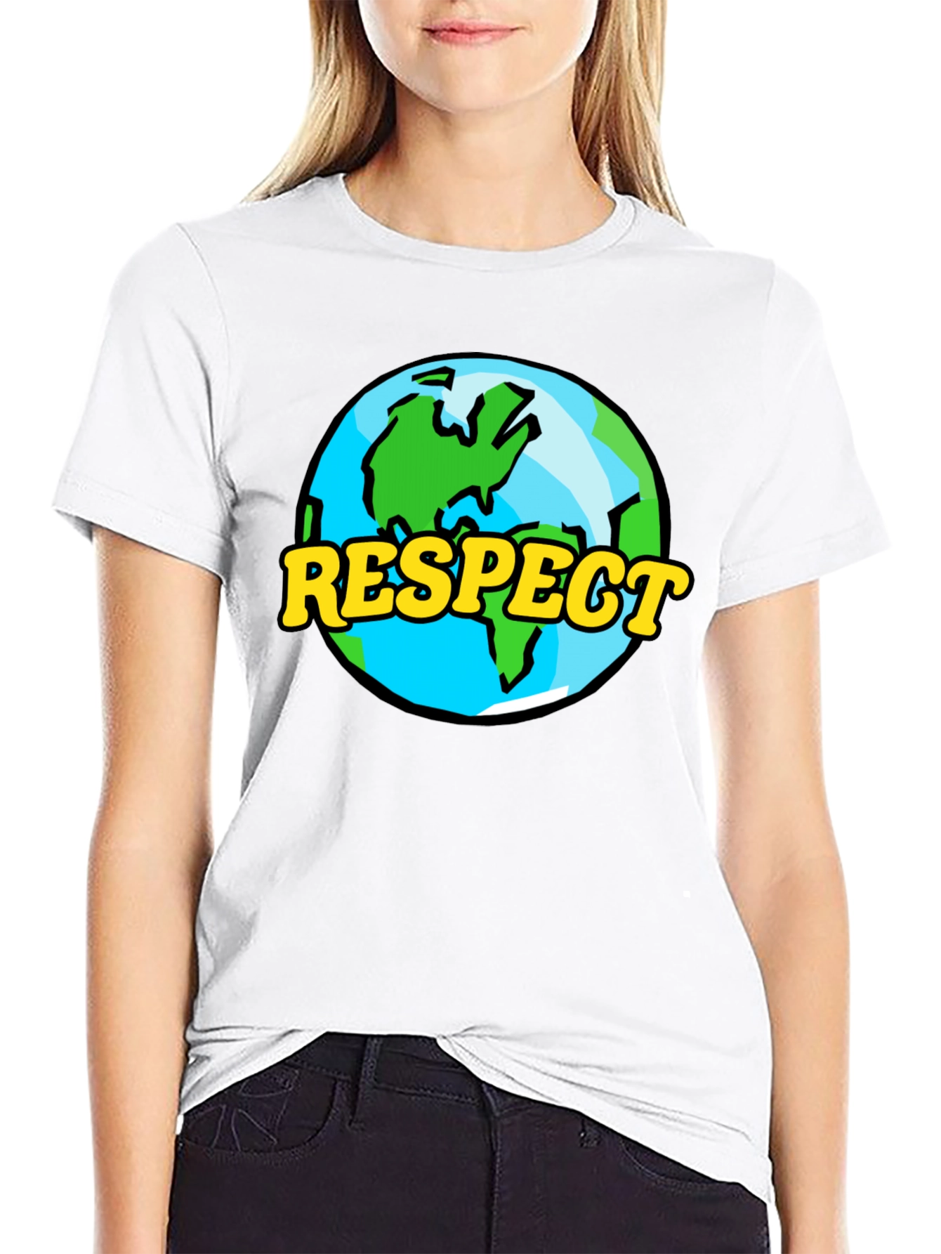 Respect Earth Graphic Tee - Black Crew Neck T-Shirt