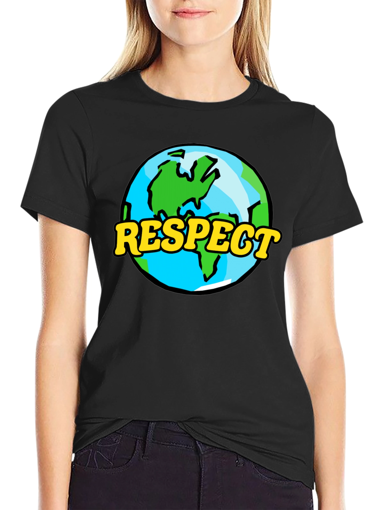 Respect Earth Graphic Tee - Black Crew Neck T-Shirt