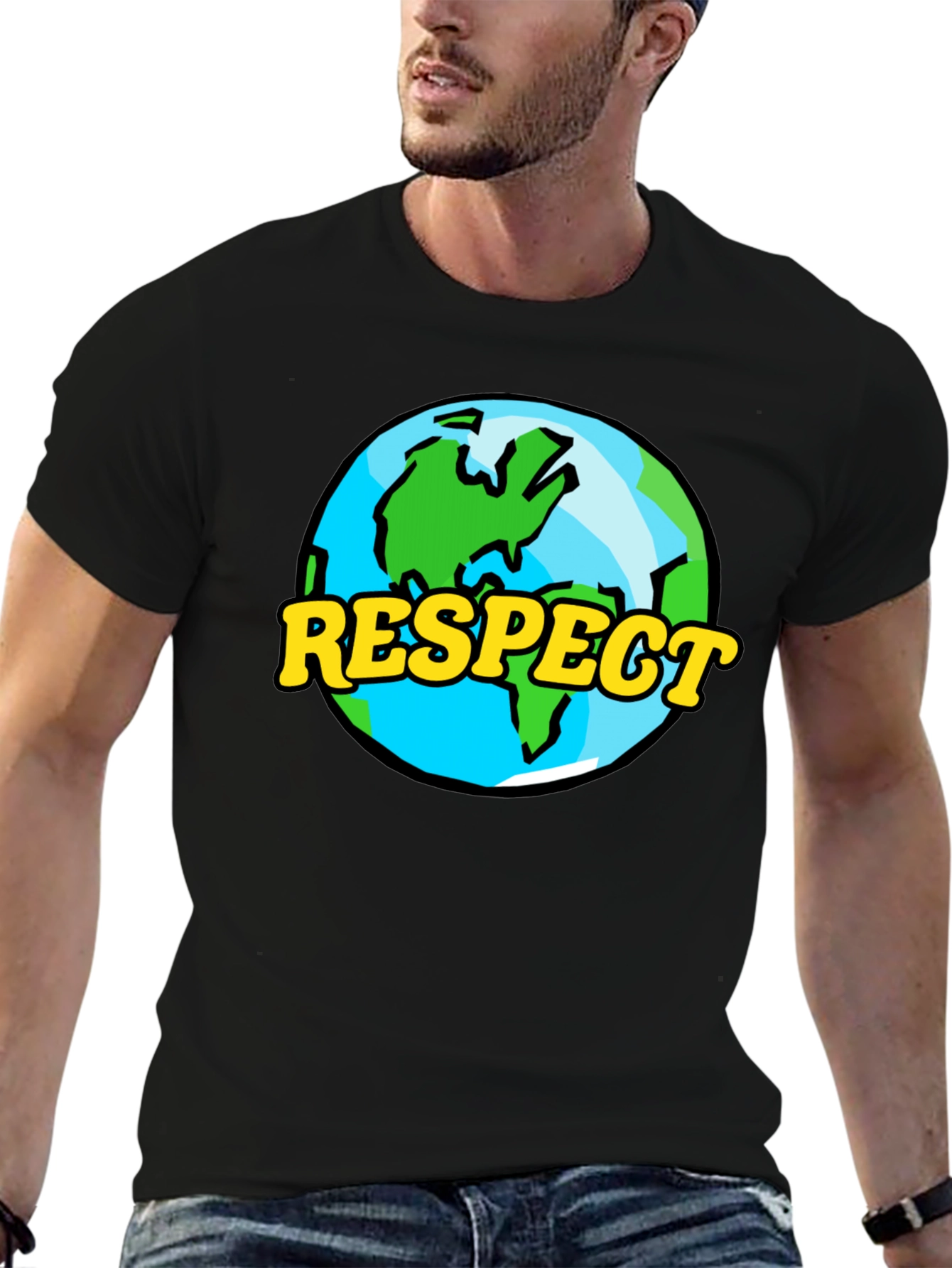 Respect Earth Graphic Tee - Black Crew Neck T-Shirt