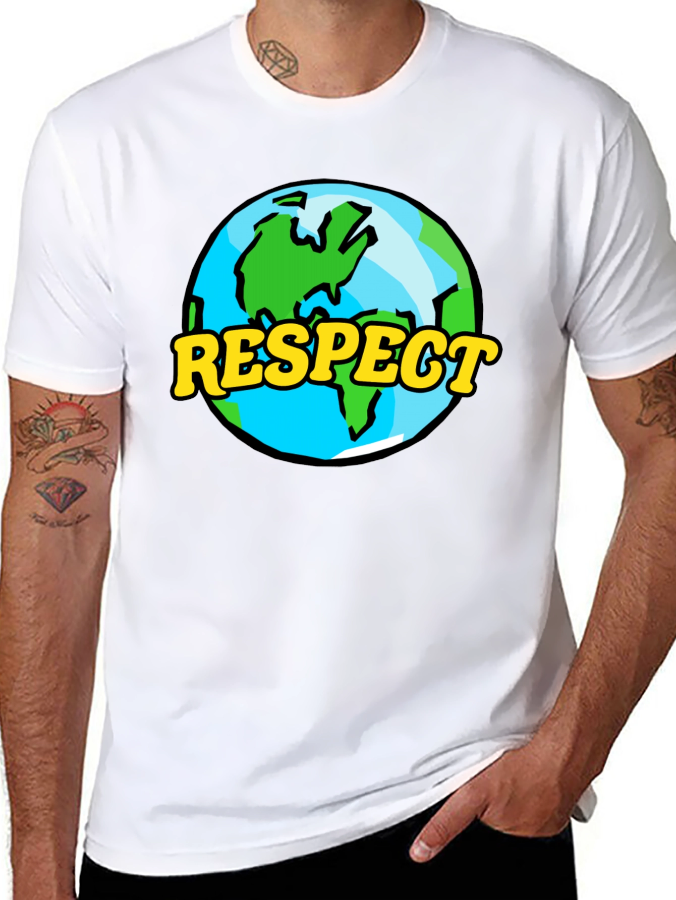 Respect Earth Graphic Tee - Black Crew Neck T-Shirt