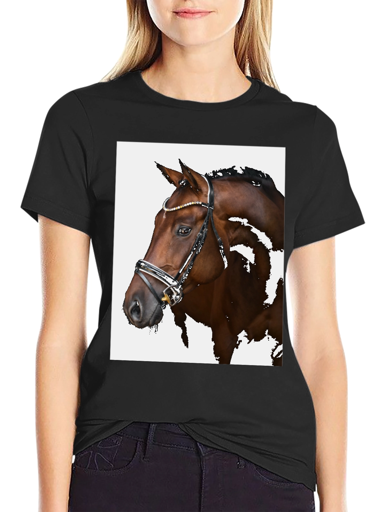 Equestrian Tee: Horse Head Graphic Black T-Shirt