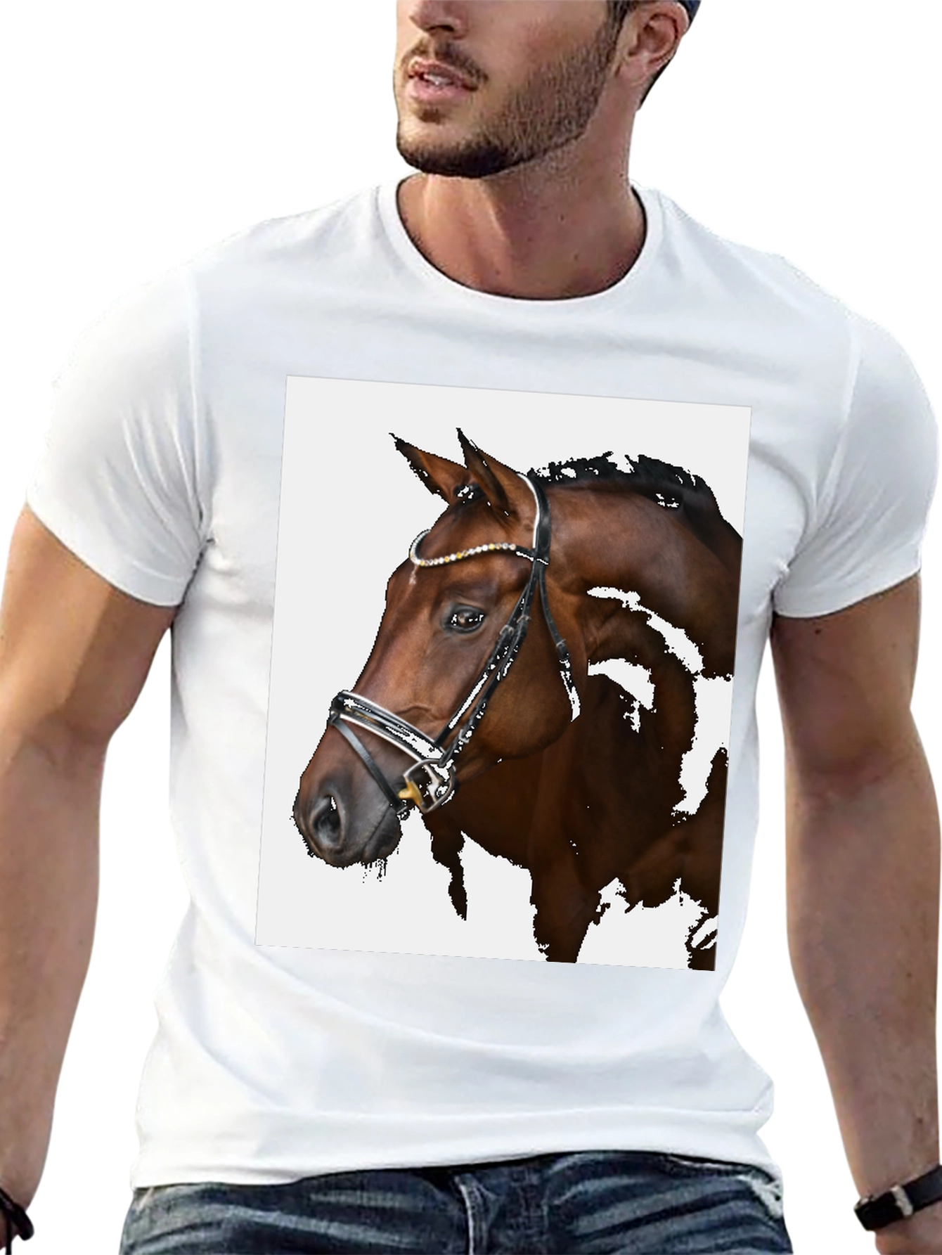 Equestrian Tee: Horse Head Graphic Black T-Shirt