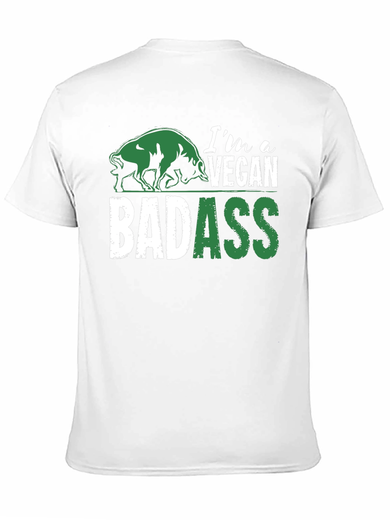 Vegan Badass Graphic T-Shirt - Green and White Design