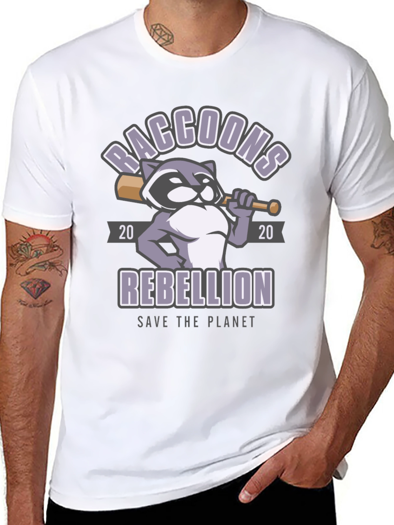 Raccoon Rebellion Graphic T-Shirt - Save the Planet
