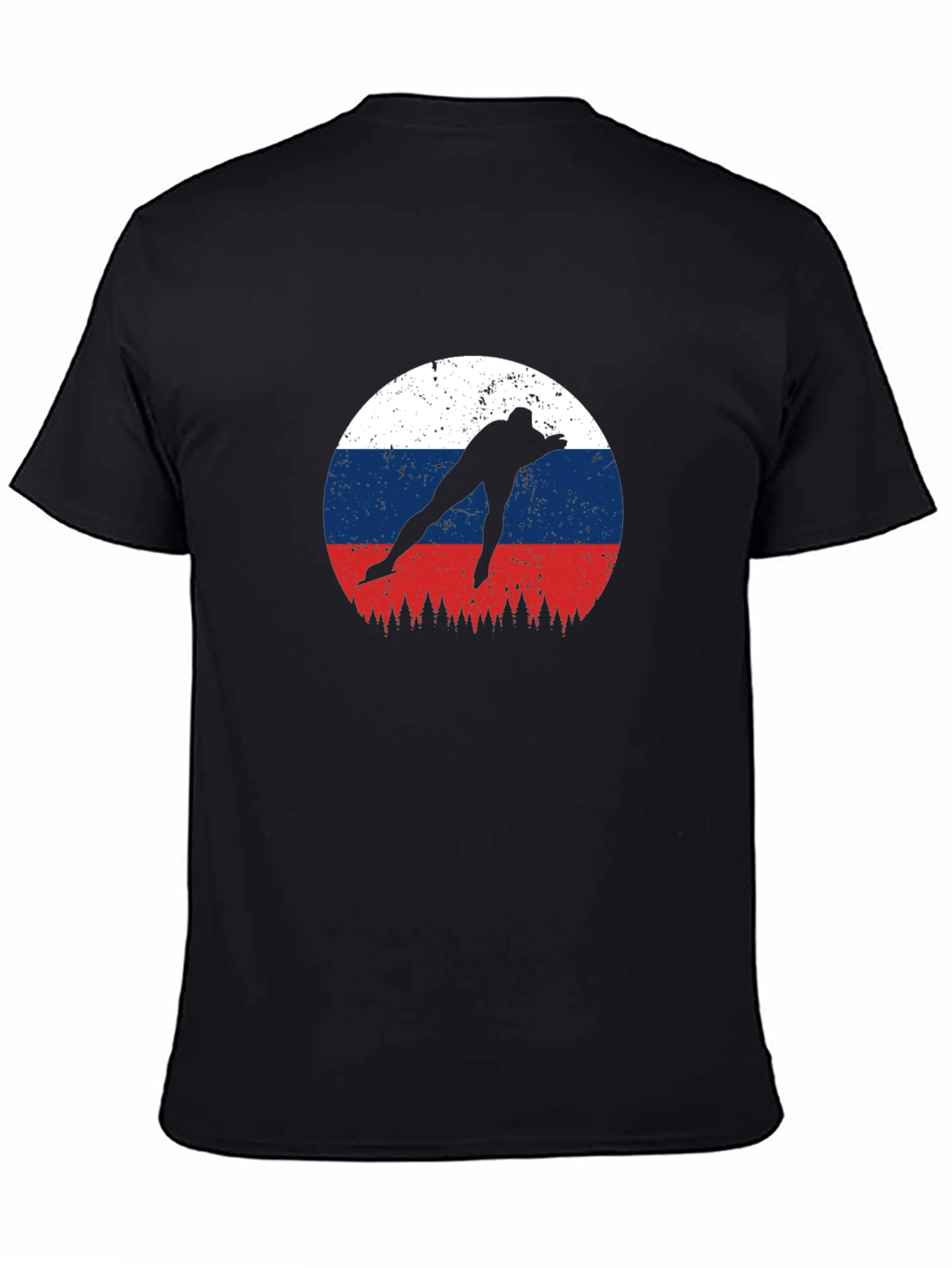 Russia Flag Speed Skater Black T-Shirt