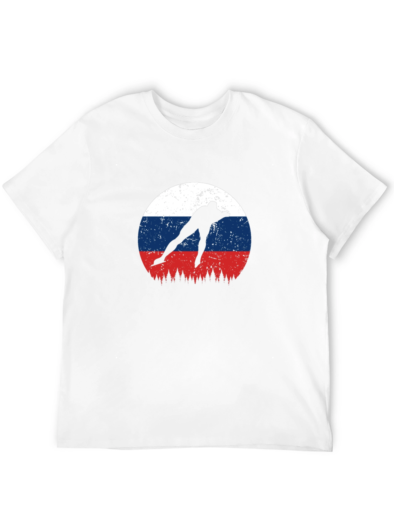 Russia Flag Speed Skater Black T-Shirt