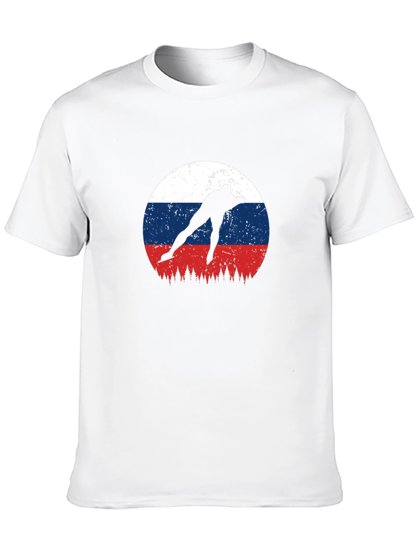 Russia Flag Speed Skater Black T-Shirt