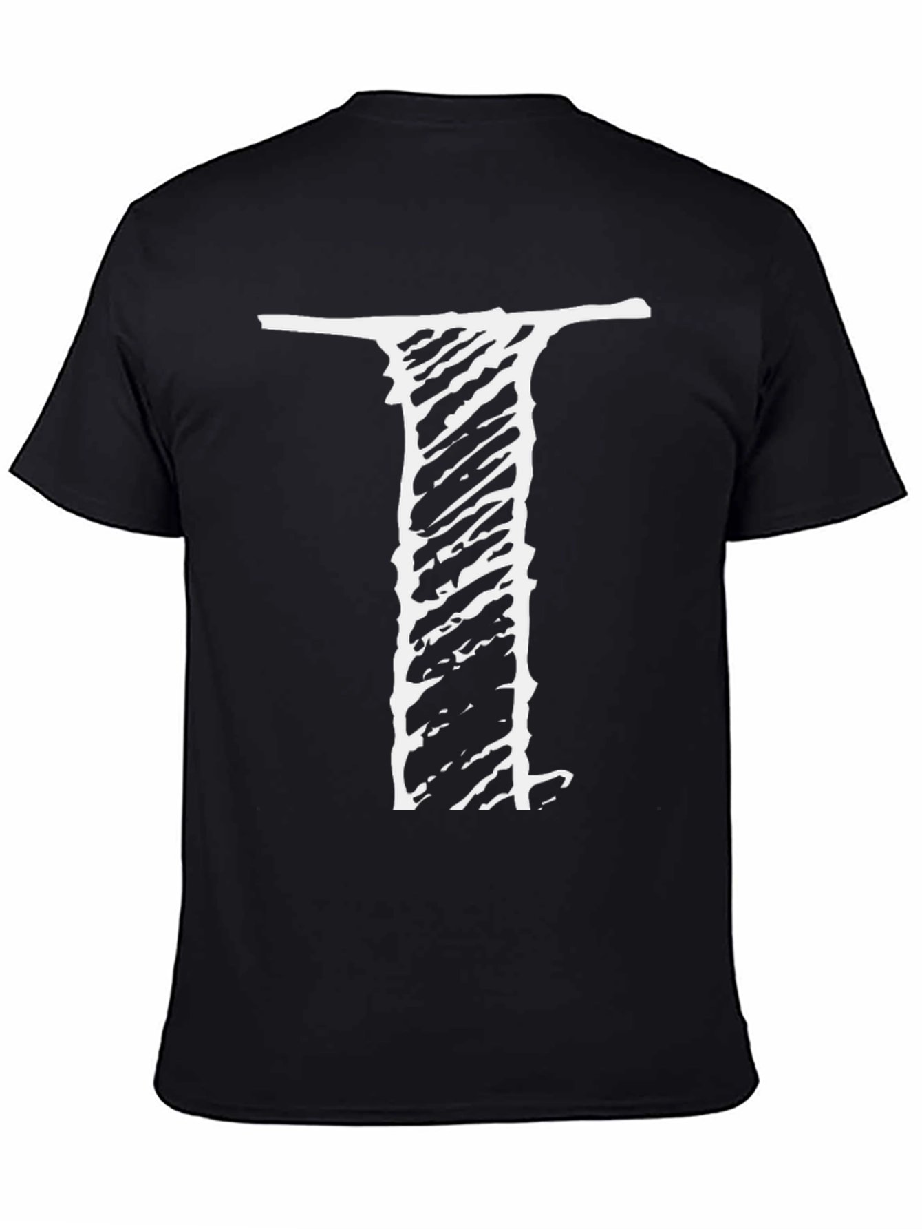 Mens Black Tee with Distressed I Design
