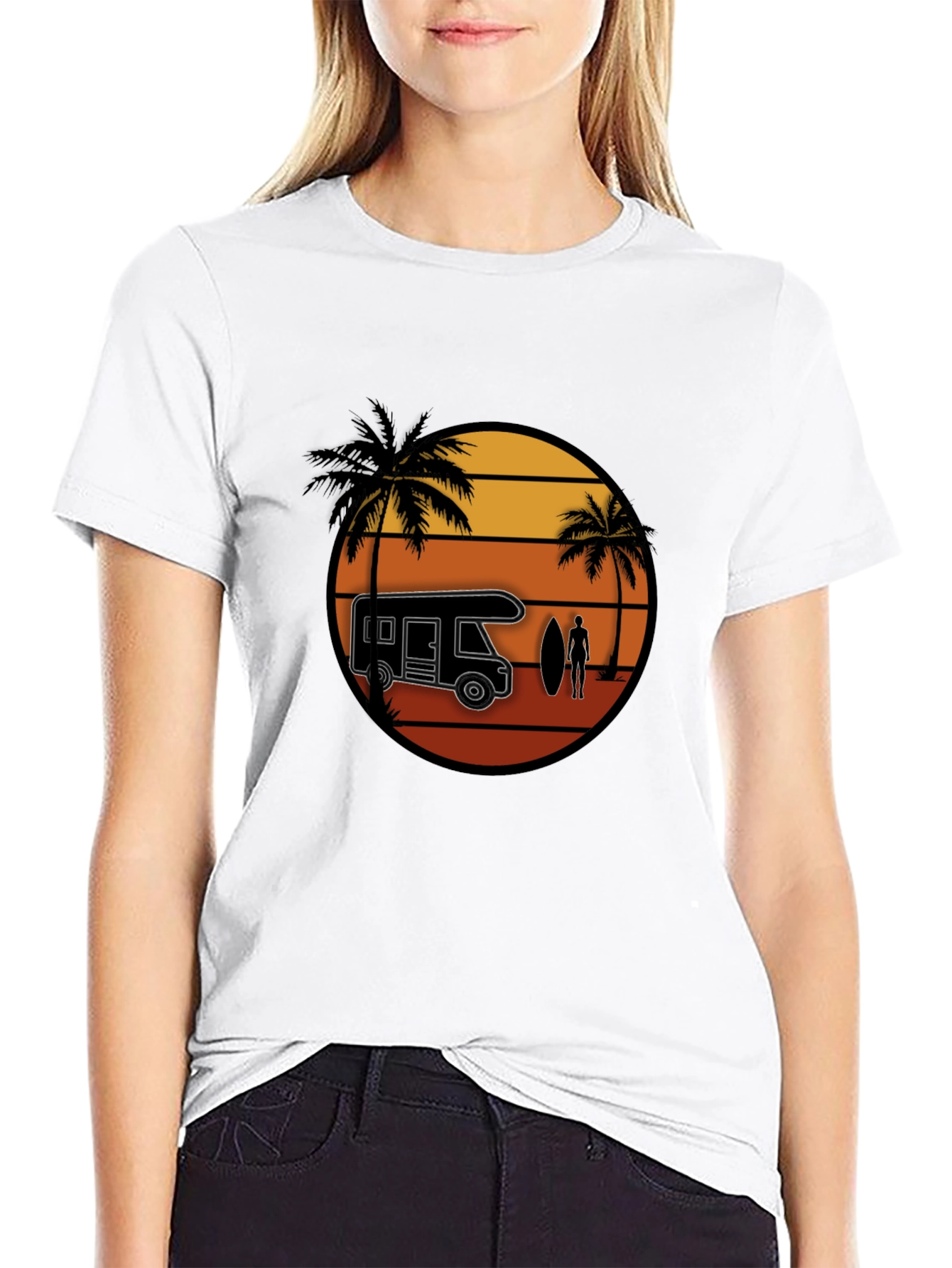 Sunset Camper Van T-Shirt - Surfer Design Tee