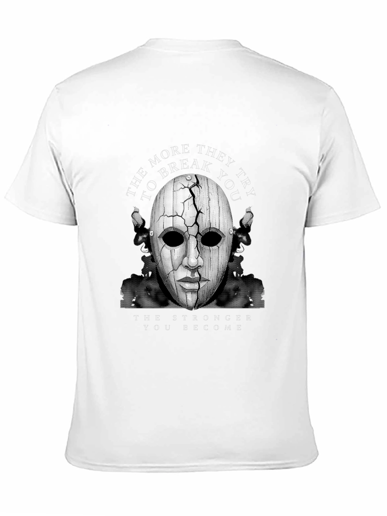 Cracked Mask Graphic T-Shirt - Strength Through Adversity