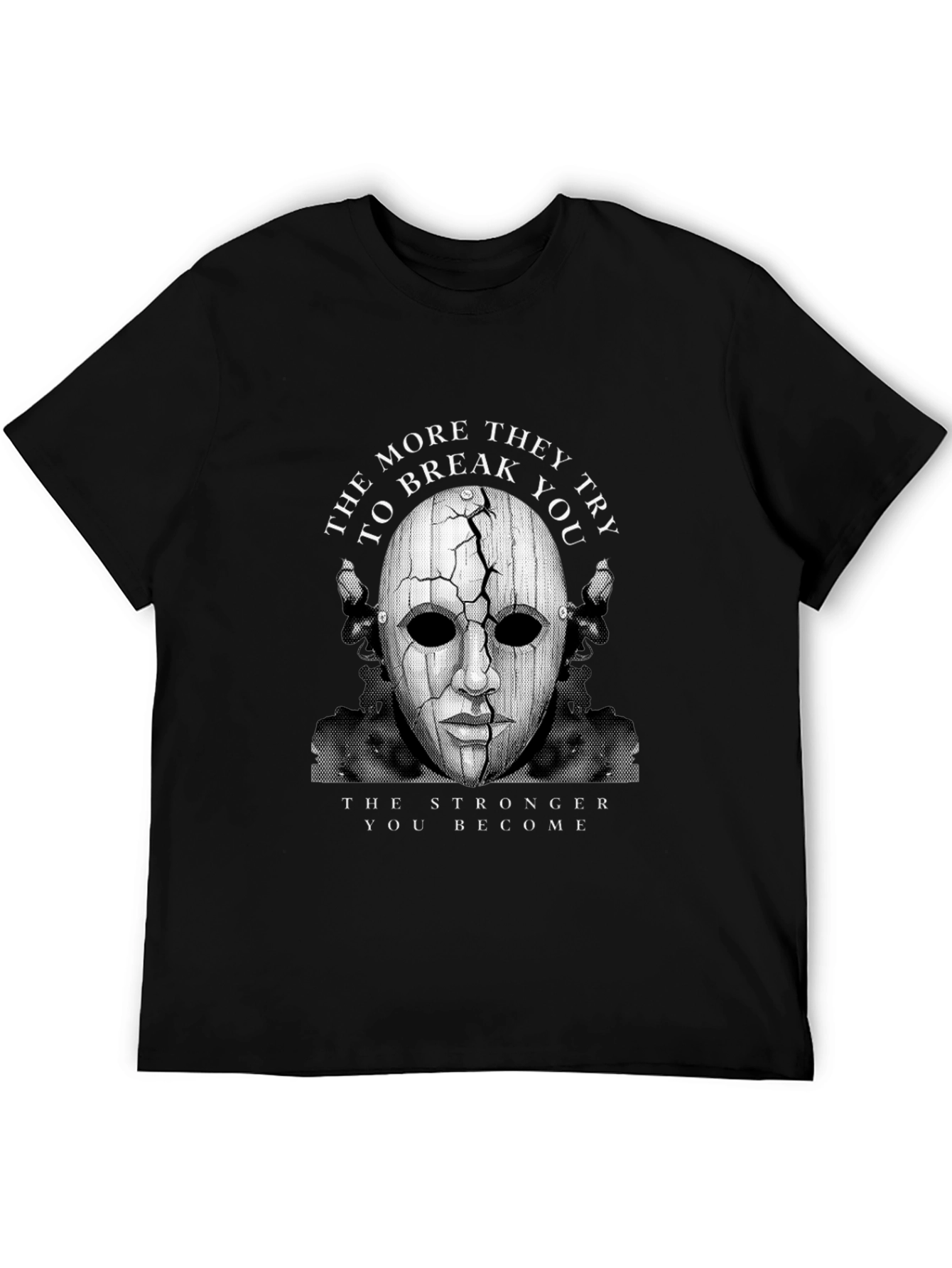 Cracked Mask Graphic T-Shirt - Strength Through Adversity