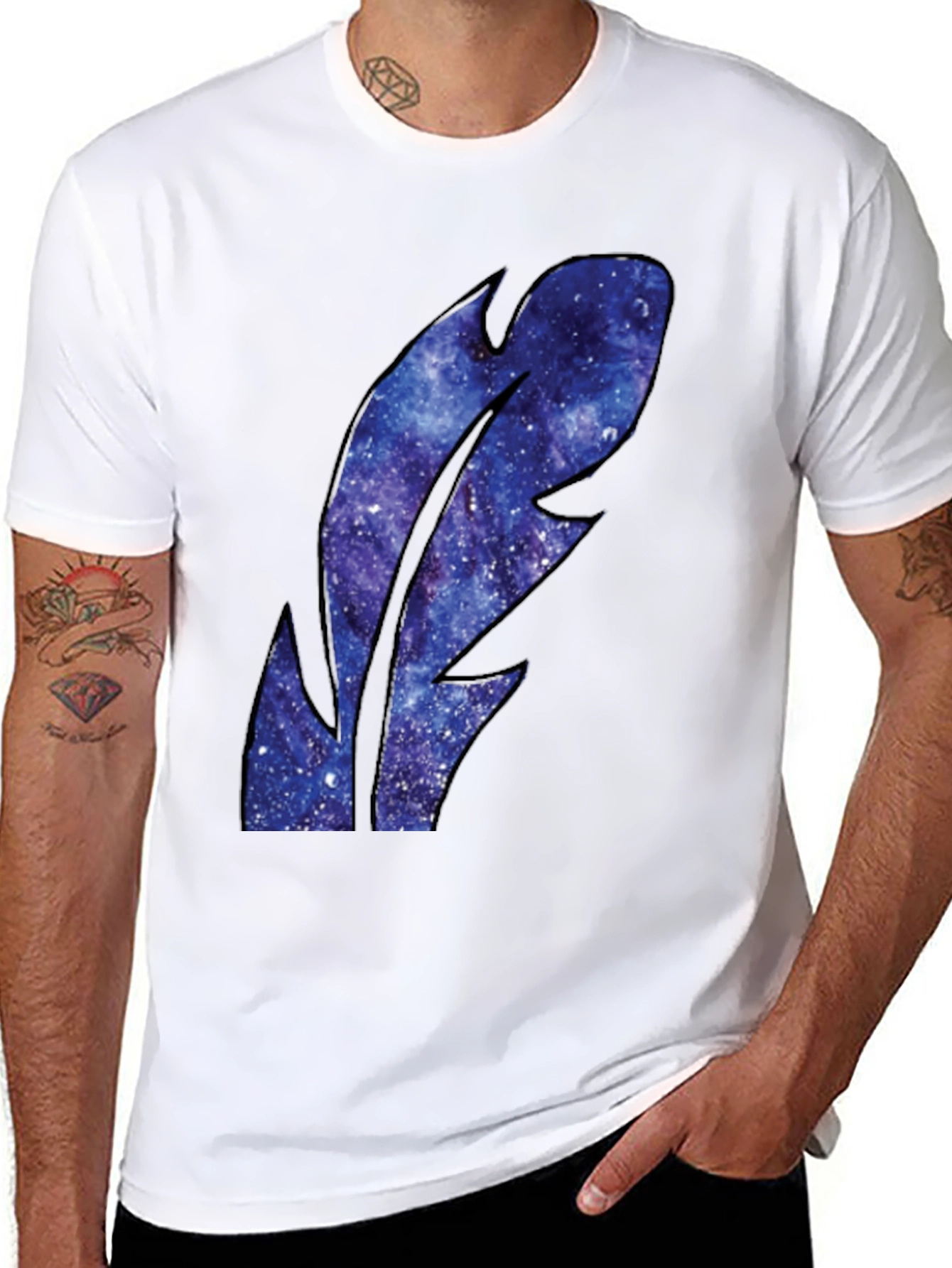Galaxy Feather Graphic Tee - Mens Black T-Shirt