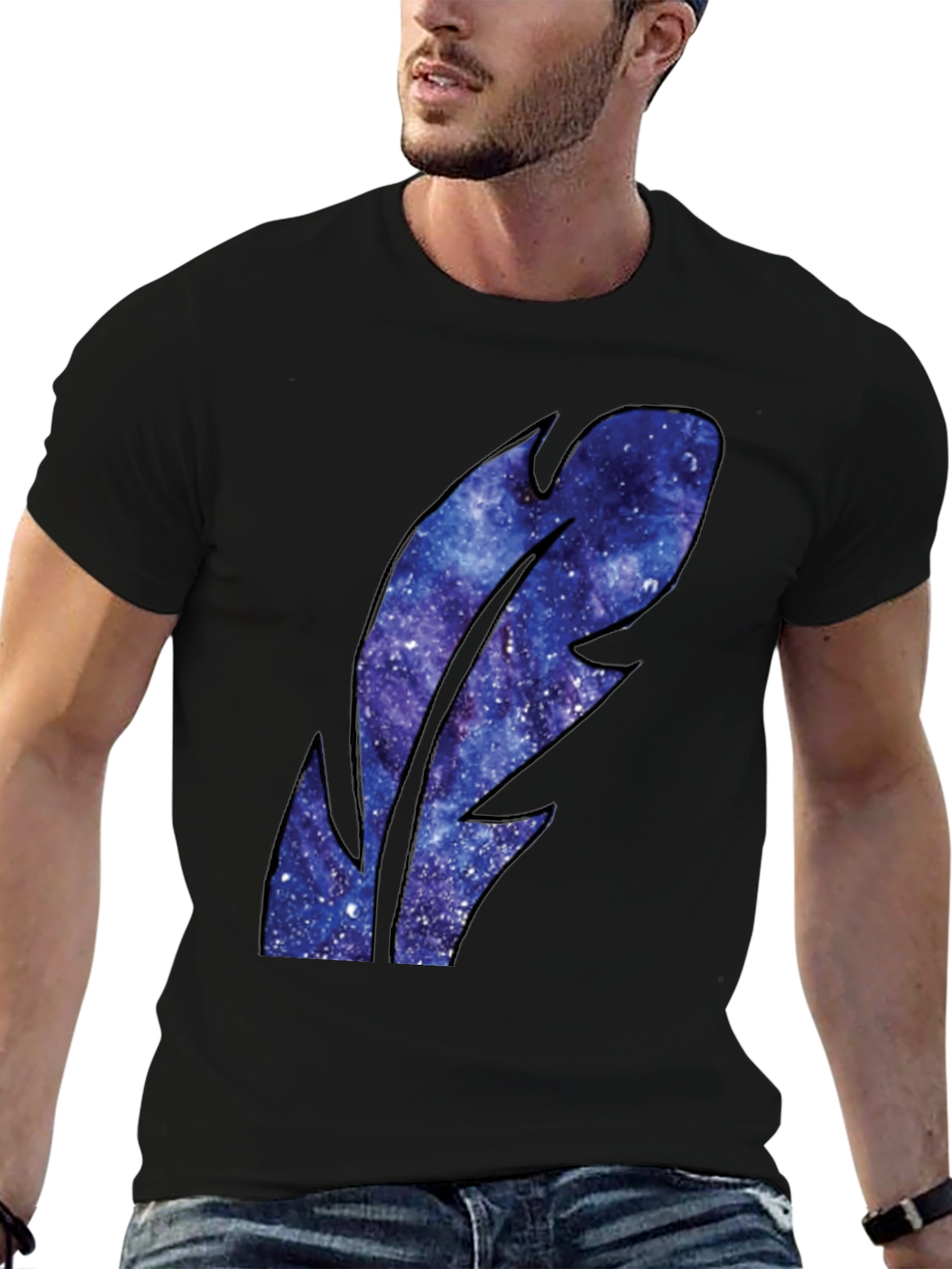 Galaxy Feather Graphic Tee - Mens Black T-Shirt
