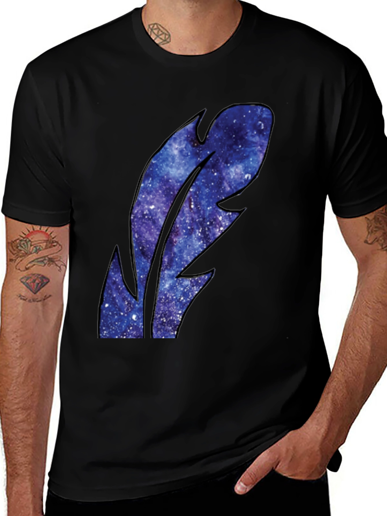 Galaxy Feather Graphic Tee - Mens Black T-Shirt