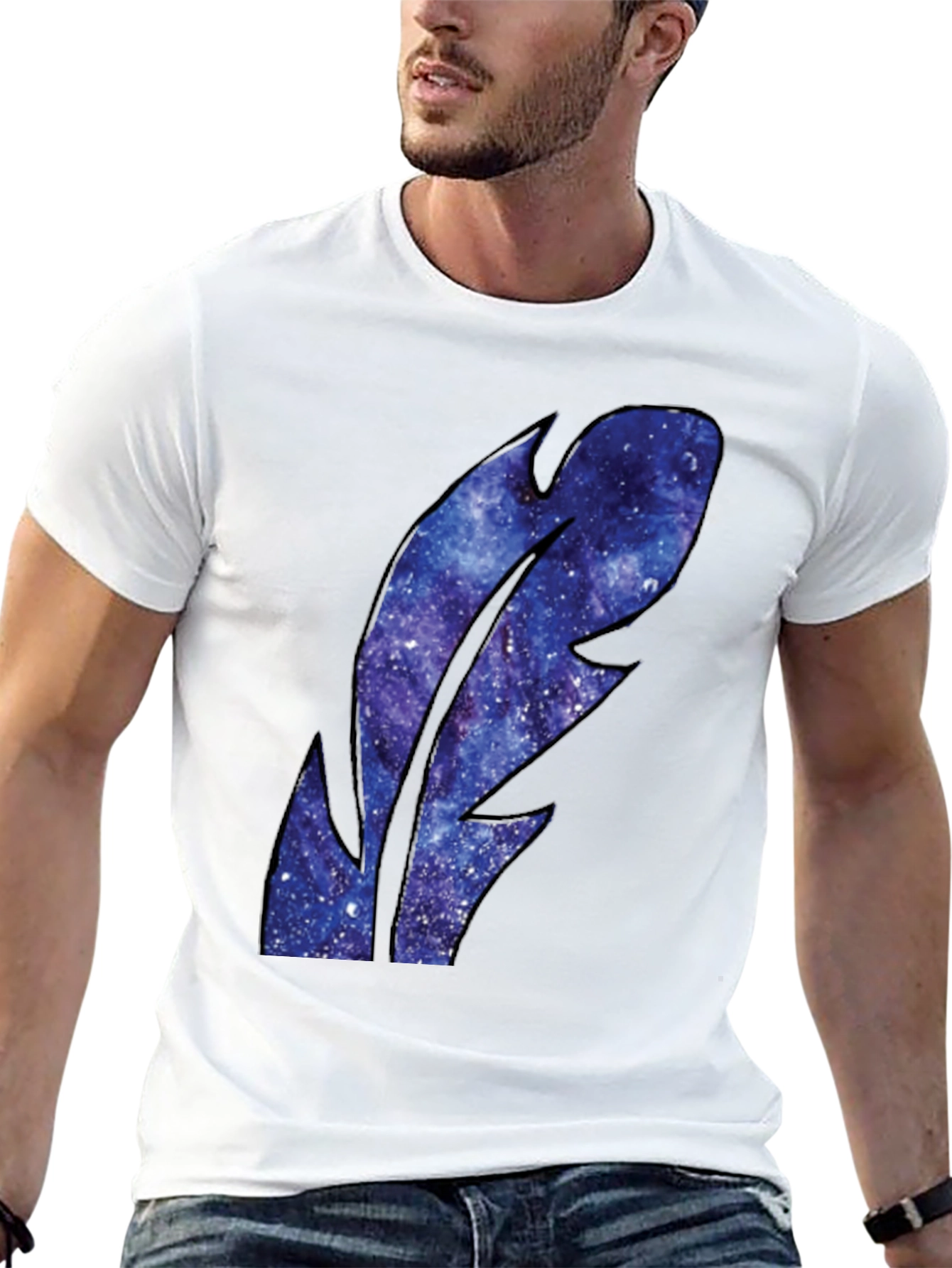 Galaxy Feather Graphic Tee - Mens Black T-Shirt