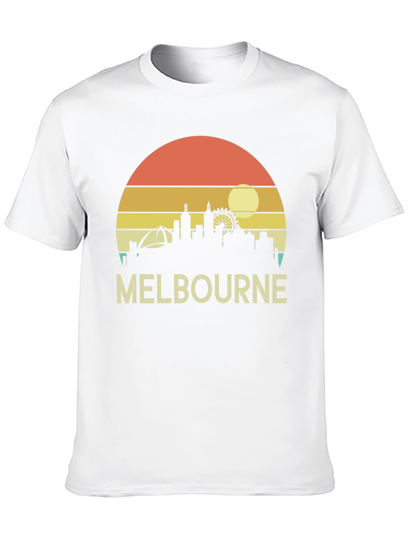 Melbourne Skyline T-Shirt - Retro Sunset Tee