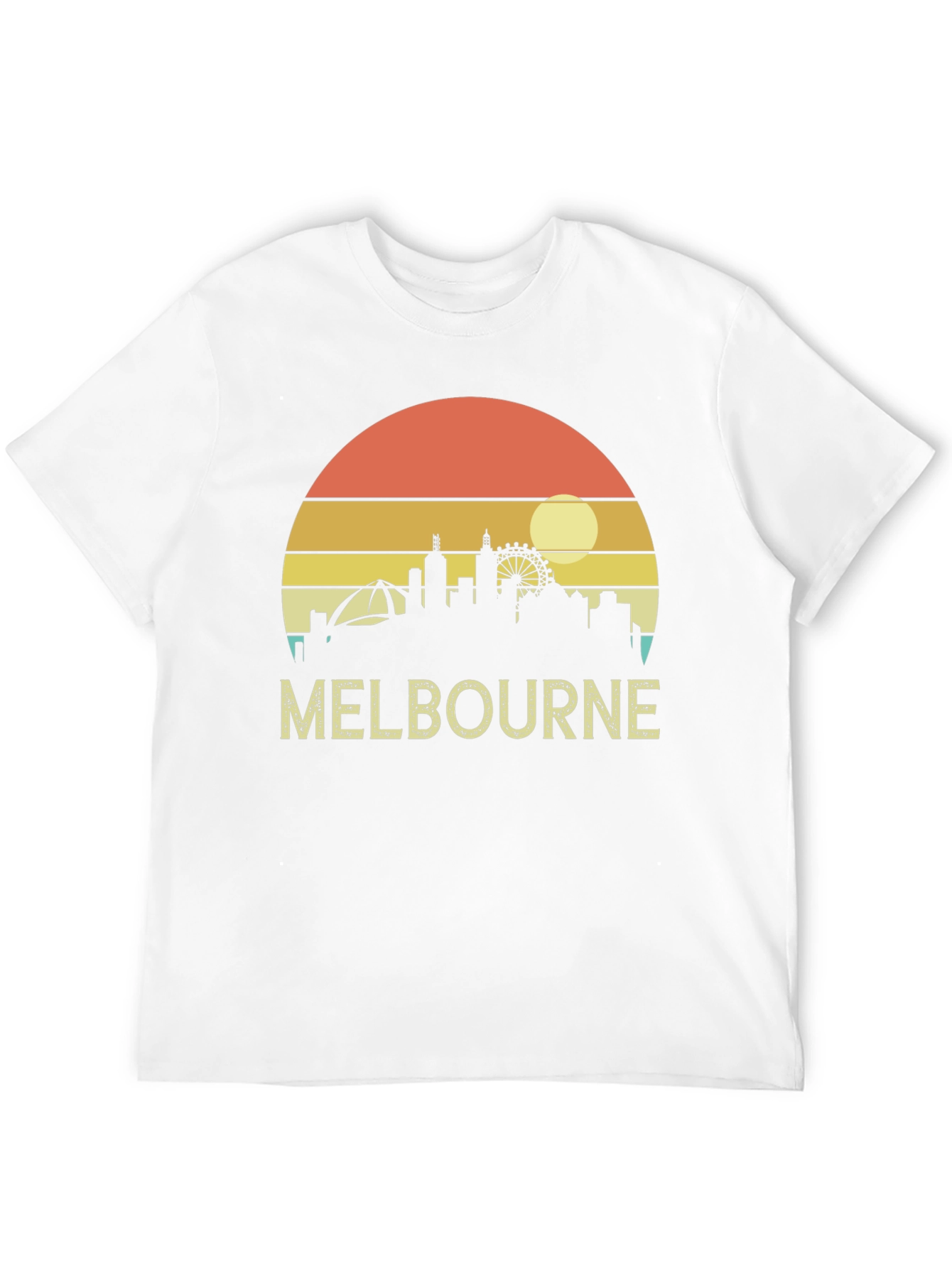Melbourne Skyline T-Shirt - Retro Sunset Tee