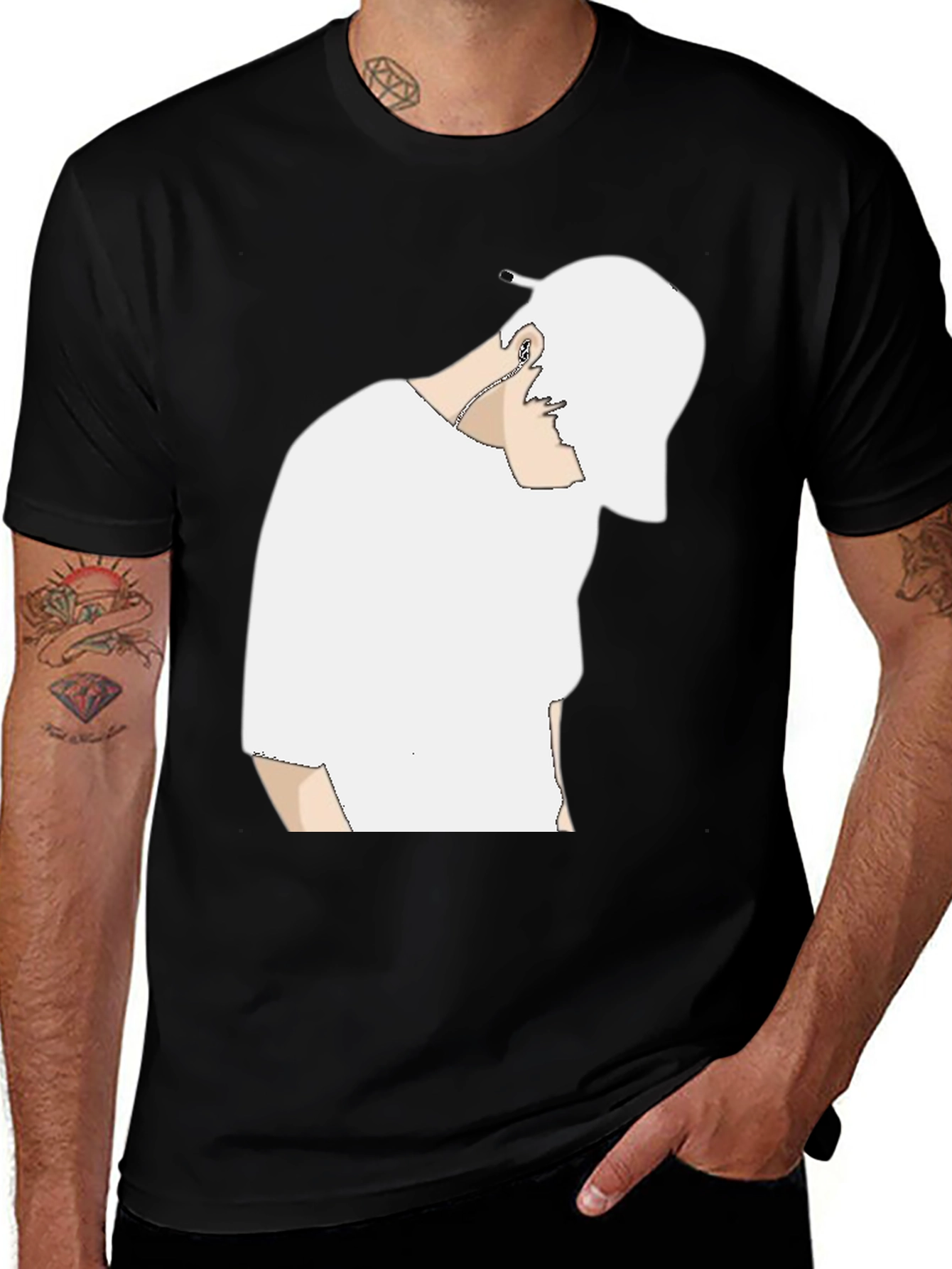 Black T-Shirt with White Graphic Design