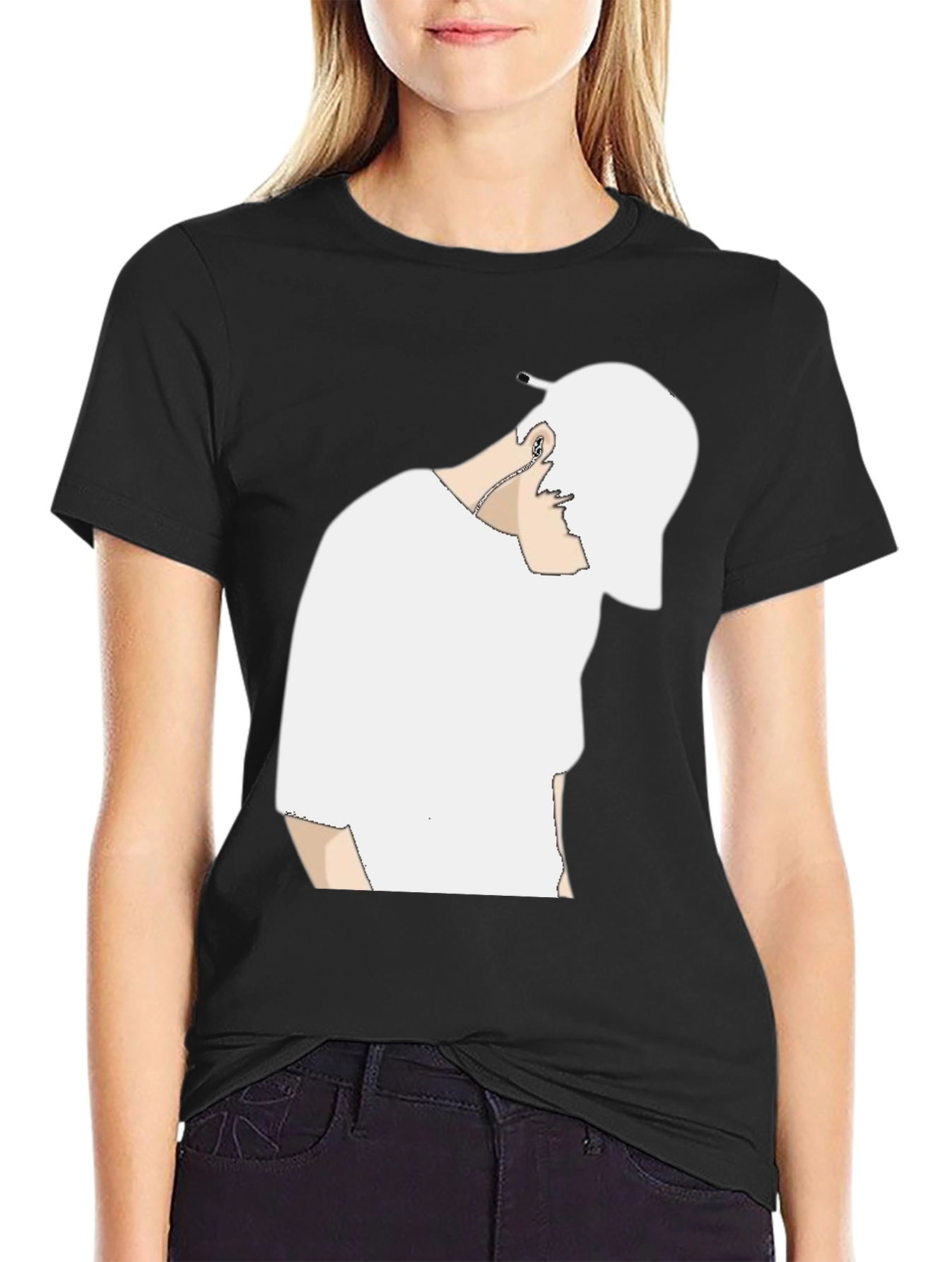Black T-Shirt with White Graphic Design