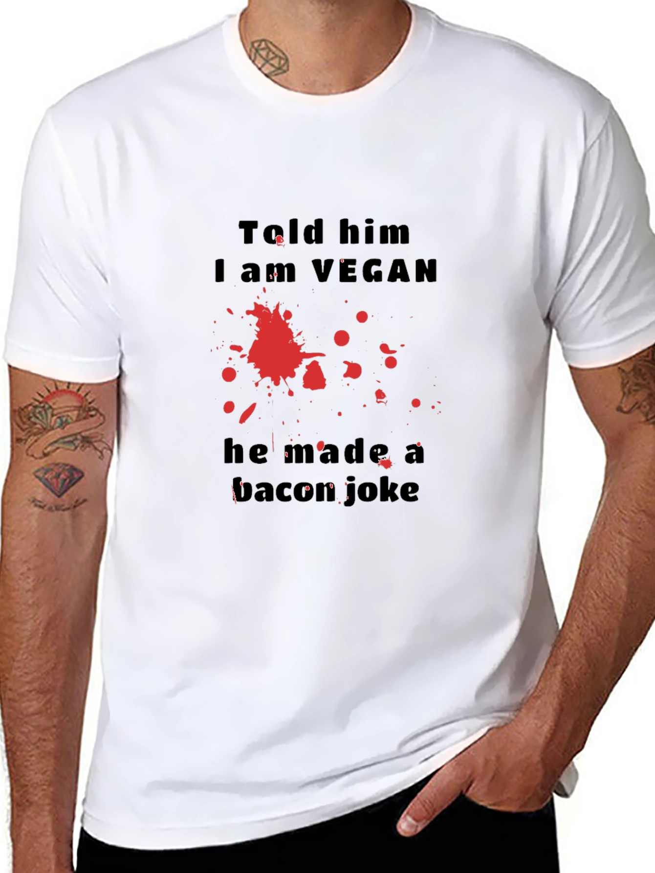 Vegan Humor T-Shirt: Bacon Joke Graphic Tee