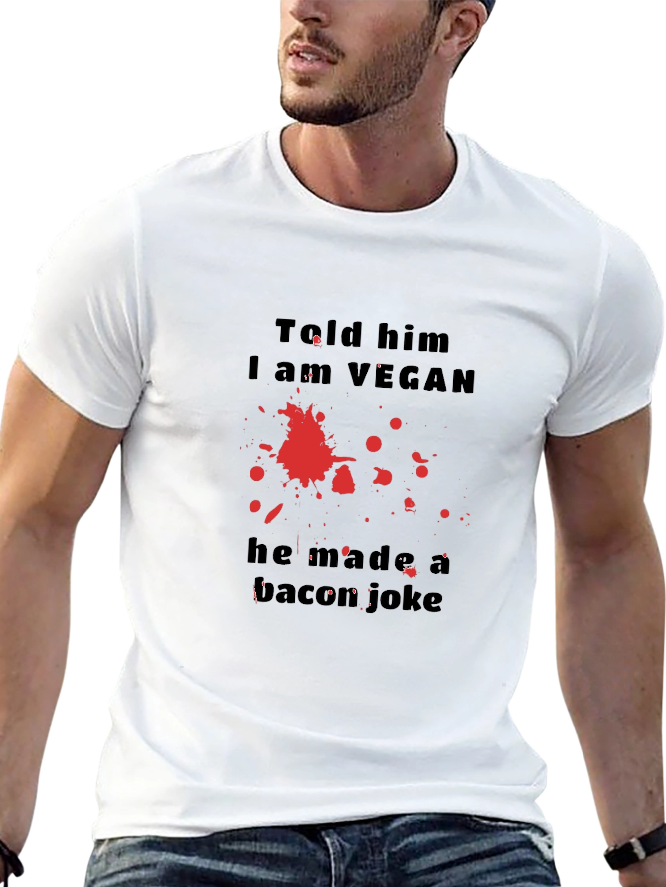 Vegan Humor T-Shirt: Bacon Joke Graphic Tee
