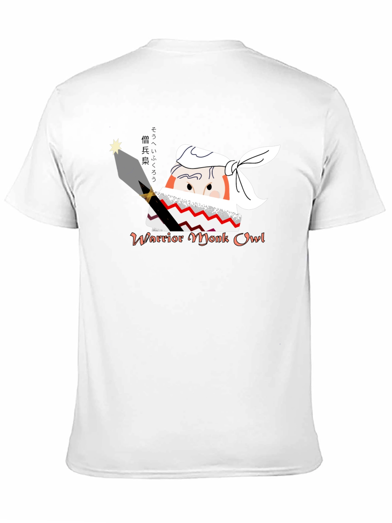 Warrior Monk Owl Black Graphic T-Shirt